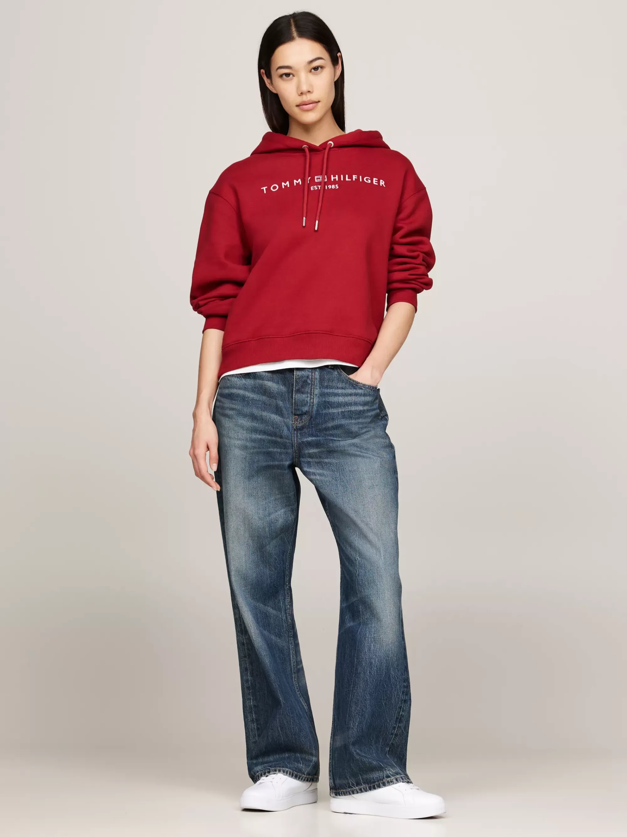 Sweatshirts & Hoodies*Tommy Hilfiger Hoodie Met Geborduurd Logo DARK MAGMA