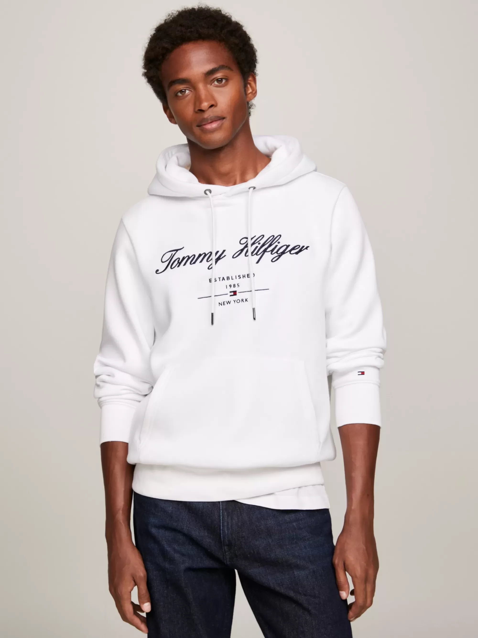 Sweatshirts & Hoodies*Tommy Hilfiger Hoodie Met Geborduurd Scriptlogo WHITE