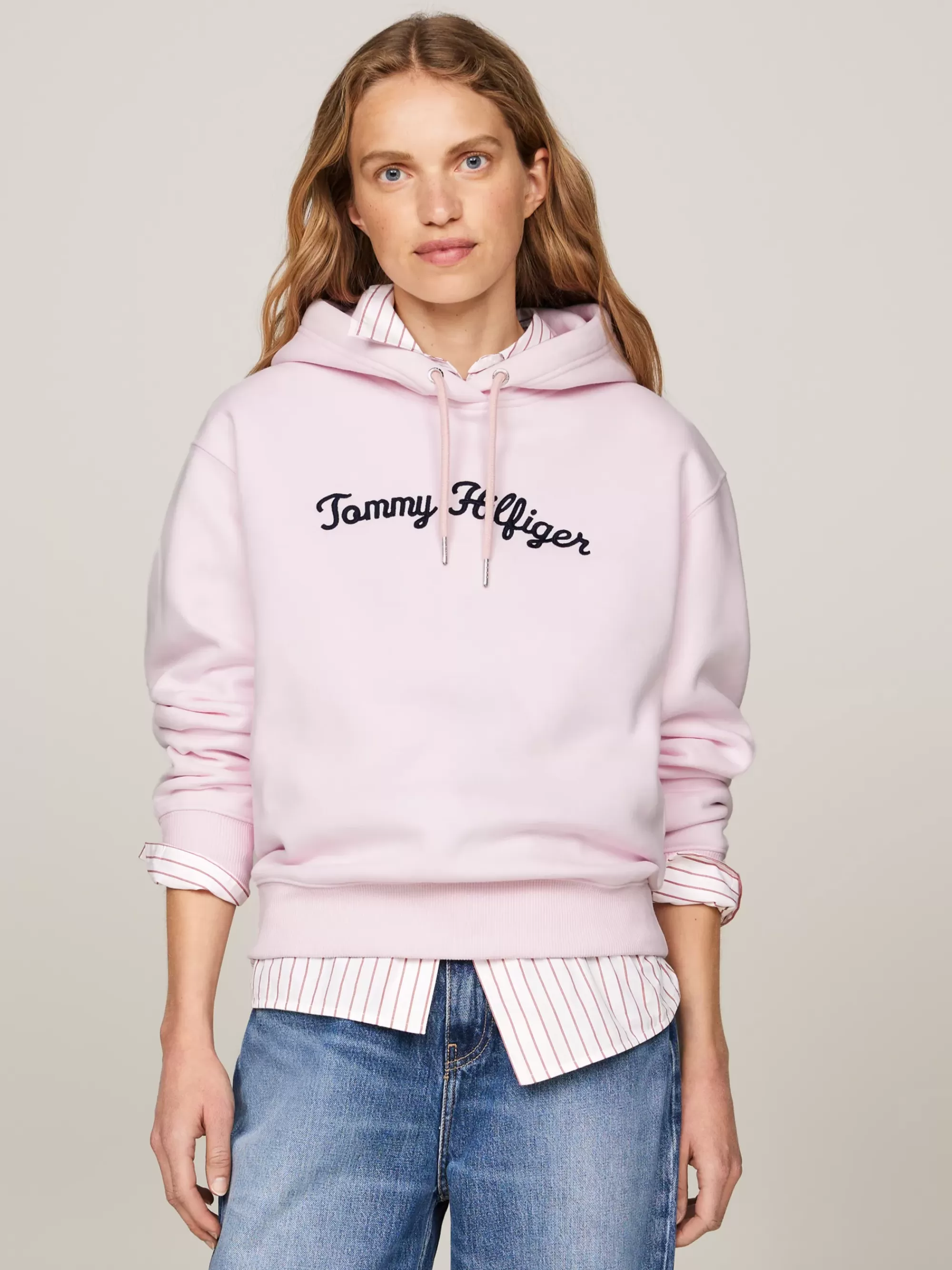 Sweatshirts & Hoodies*Tommy Hilfiger Hoodie Met Geborduurd Scriptlogo DELICATE PINK