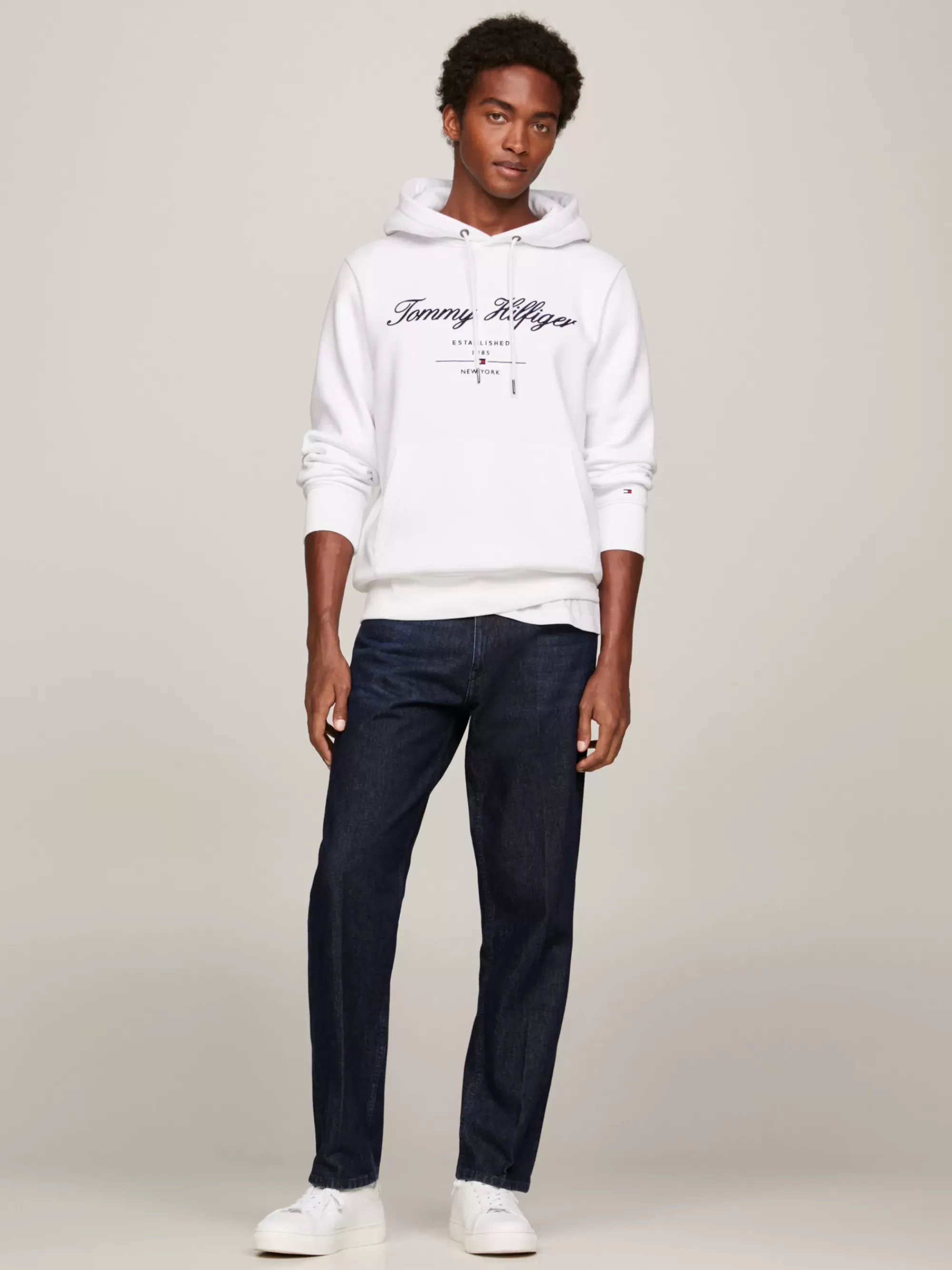 Sweatshirts & Hoodies*Tommy Hilfiger Hoodie Met Geborduurd Scriptlogo WHITE