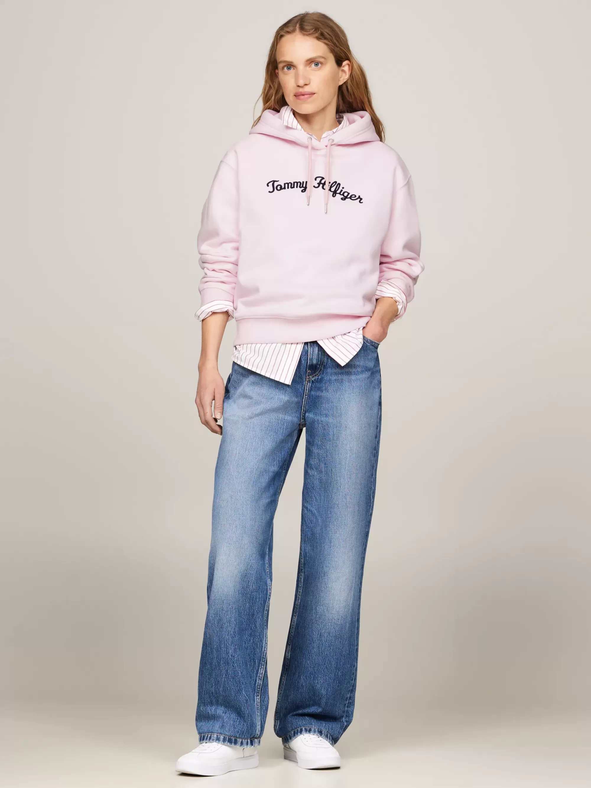 Sweatshirts & Hoodies*Tommy Hilfiger Hoodie Met Geborduurd Scriptlogo DELICATE PINK