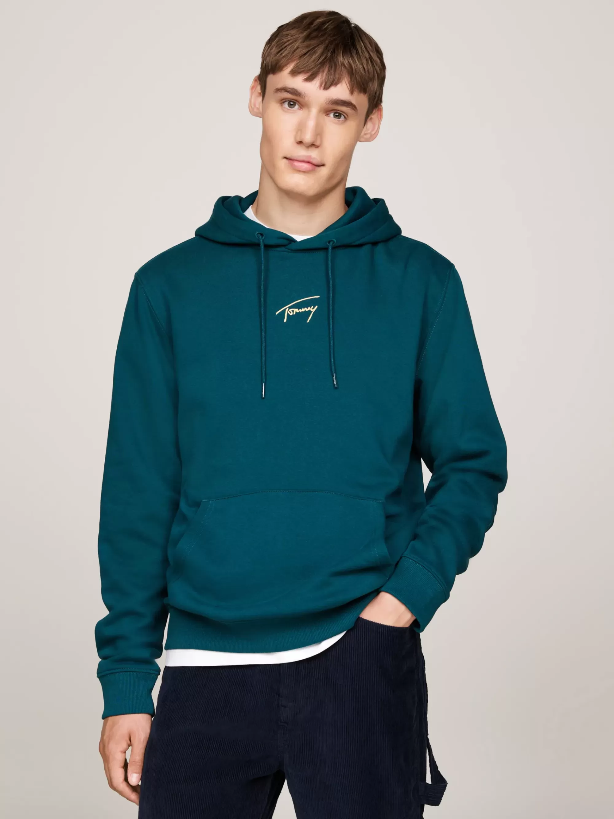 Sweatshirts & Hoodies*Tommy Hilfiger Hoodie Met Goudkleurig Signature-logo DEEP SEAWATER