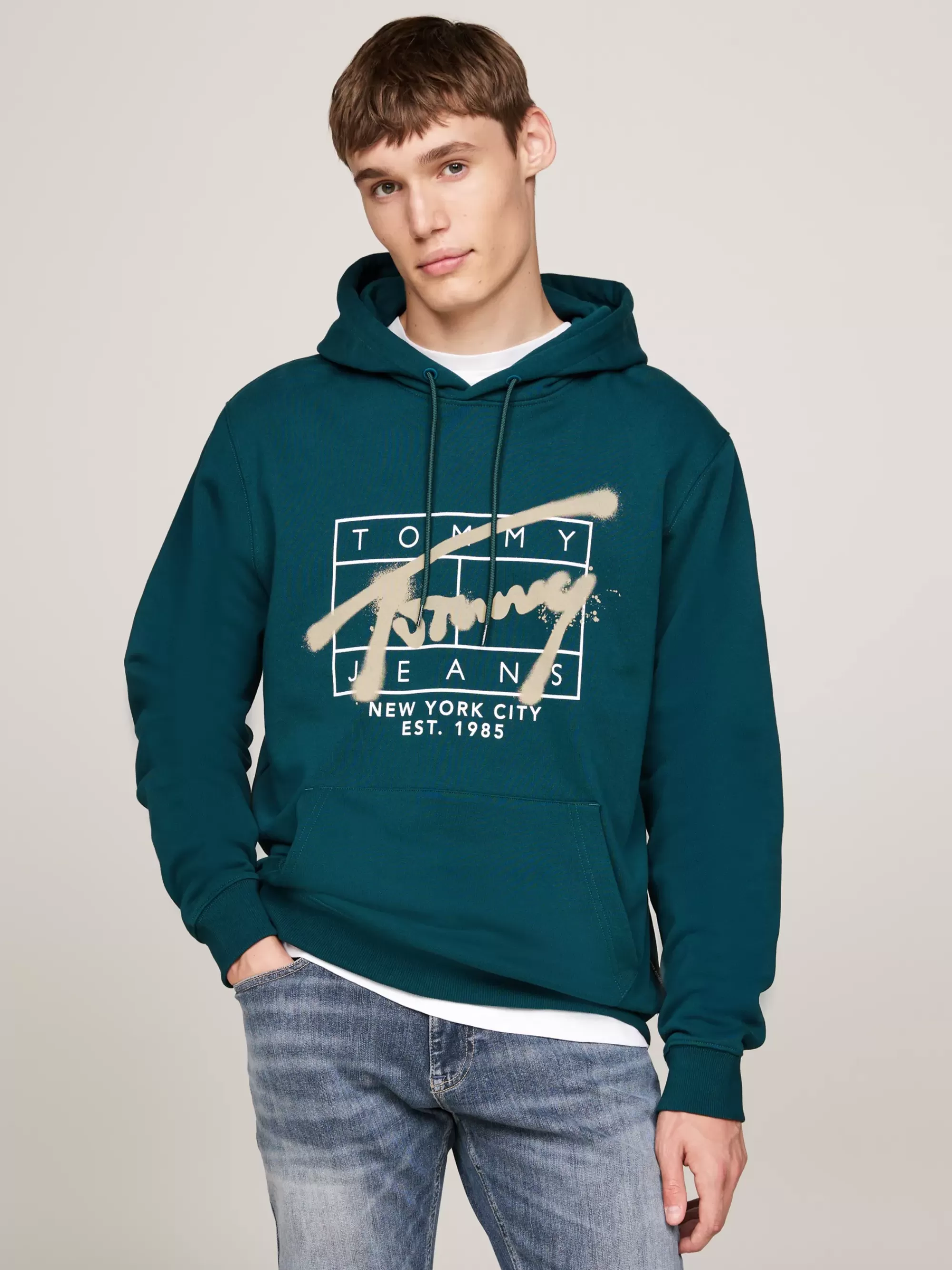 Sweatshirts & Hoodies*Tommy Hilfiger Hoodie Met Graffiti-logo DEEP SEAWATER