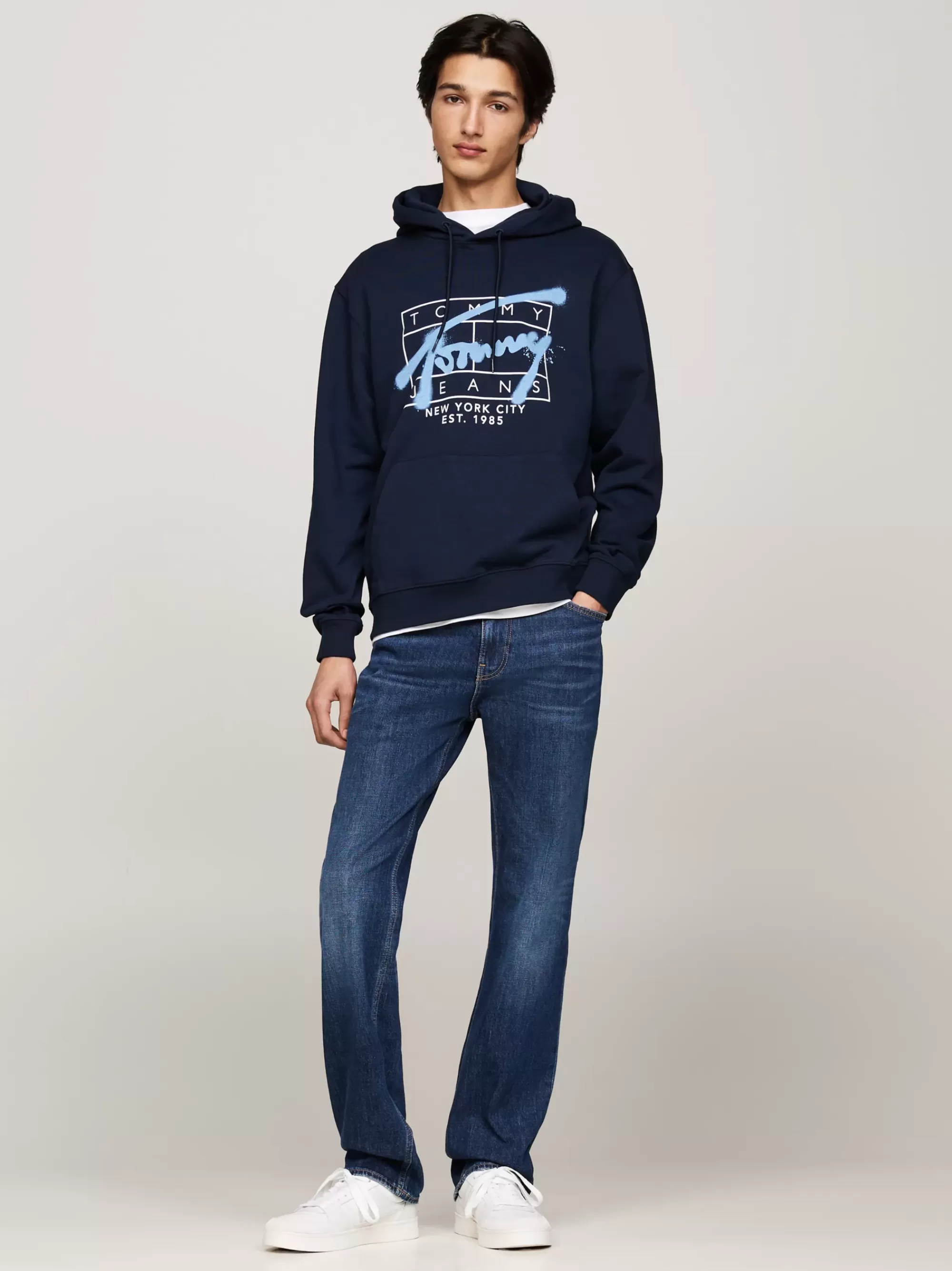 Sweatshirts & Hoodies*Tommy Hilfiger Hoodie Met Graffiti-logo DARK NIGHT NAVY