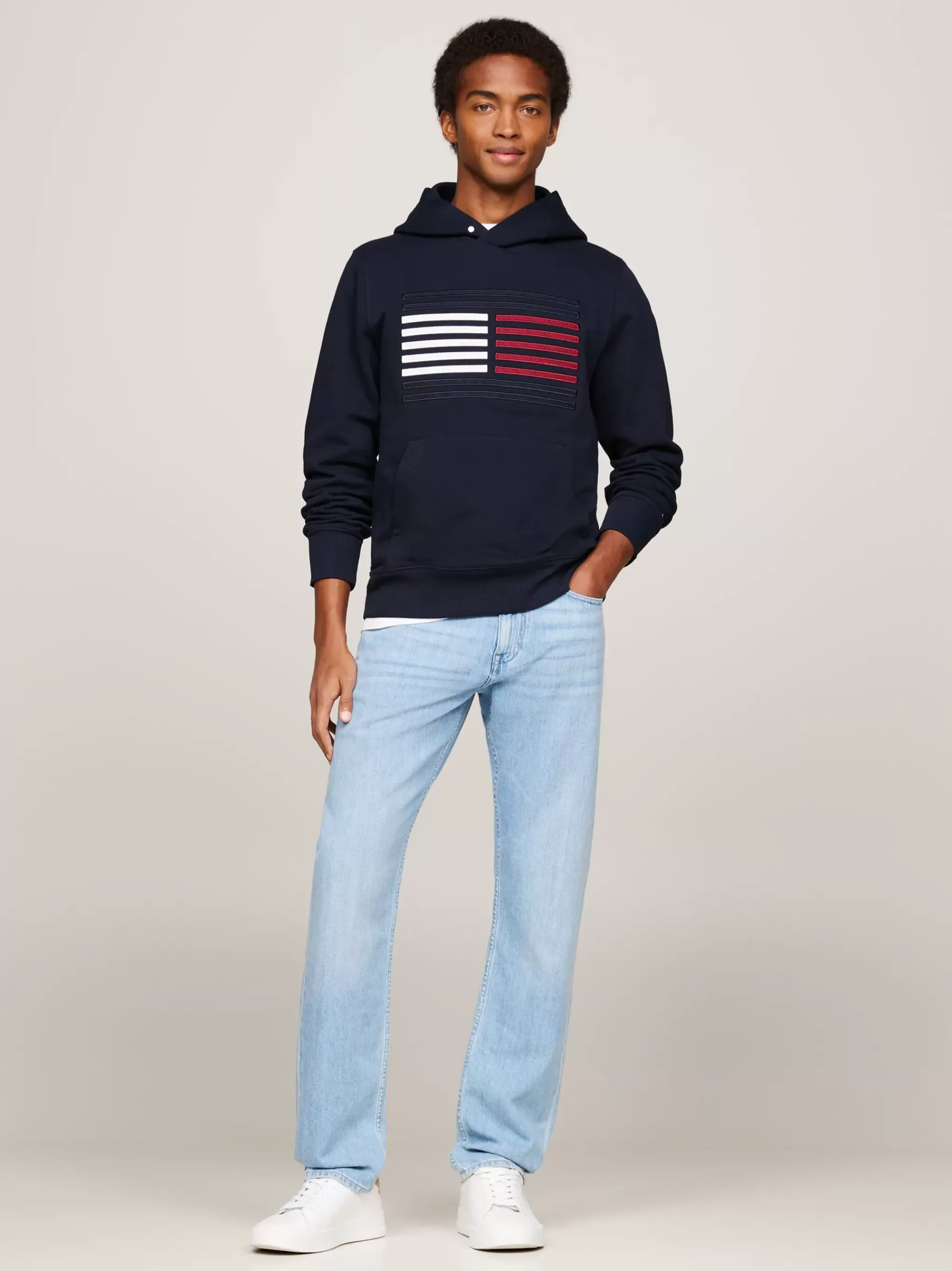 Sweatshirts & Hoodies*Tommy Hilfiger Hoodie Met Grosgrain Hilfiger-vlag DESERT SKY