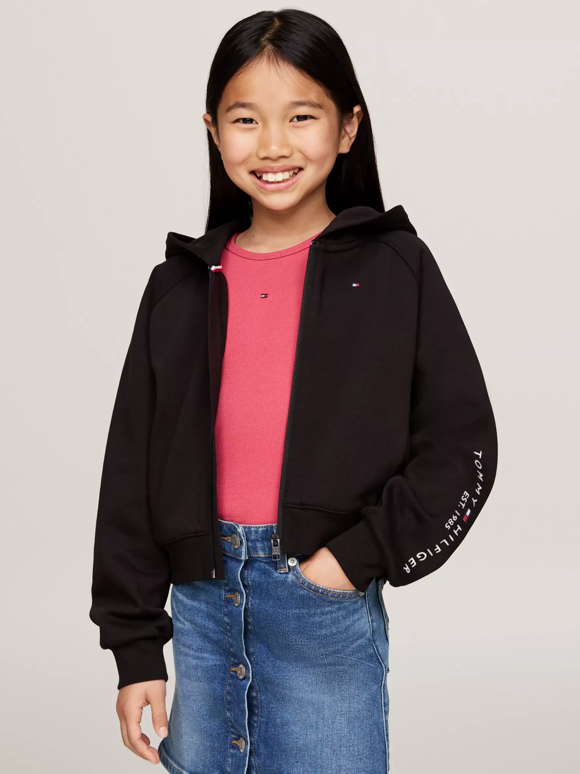 Sweatshirts & Hoodies*Tommy Hilfiger Hoodie Met Rits En Geborduurd Logo BLACK