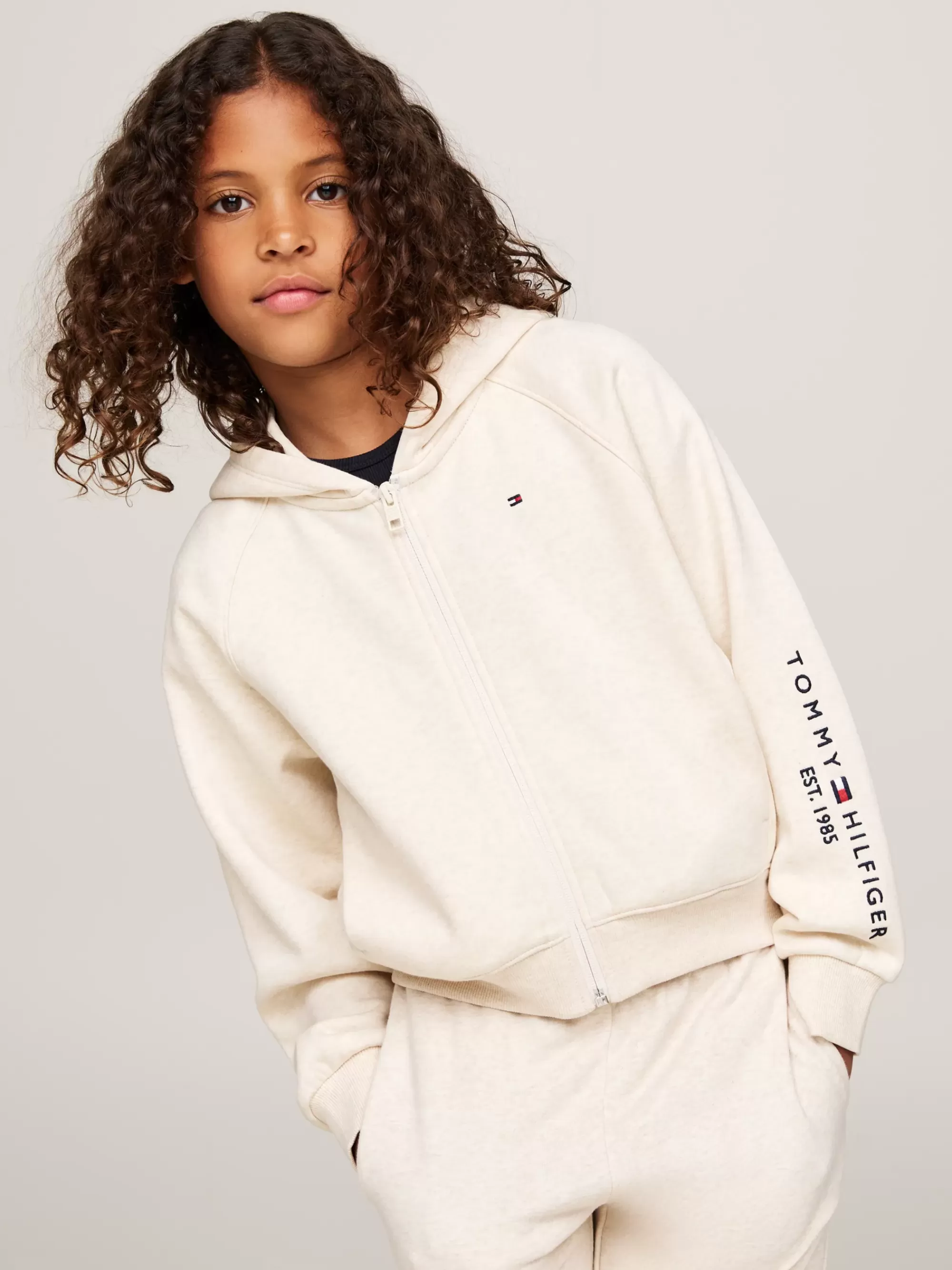 Sweatshirts & Hoodies*Tommy Hilfiger Hoodie Met Rits En Geborduurd Logo HEATHERED OAT