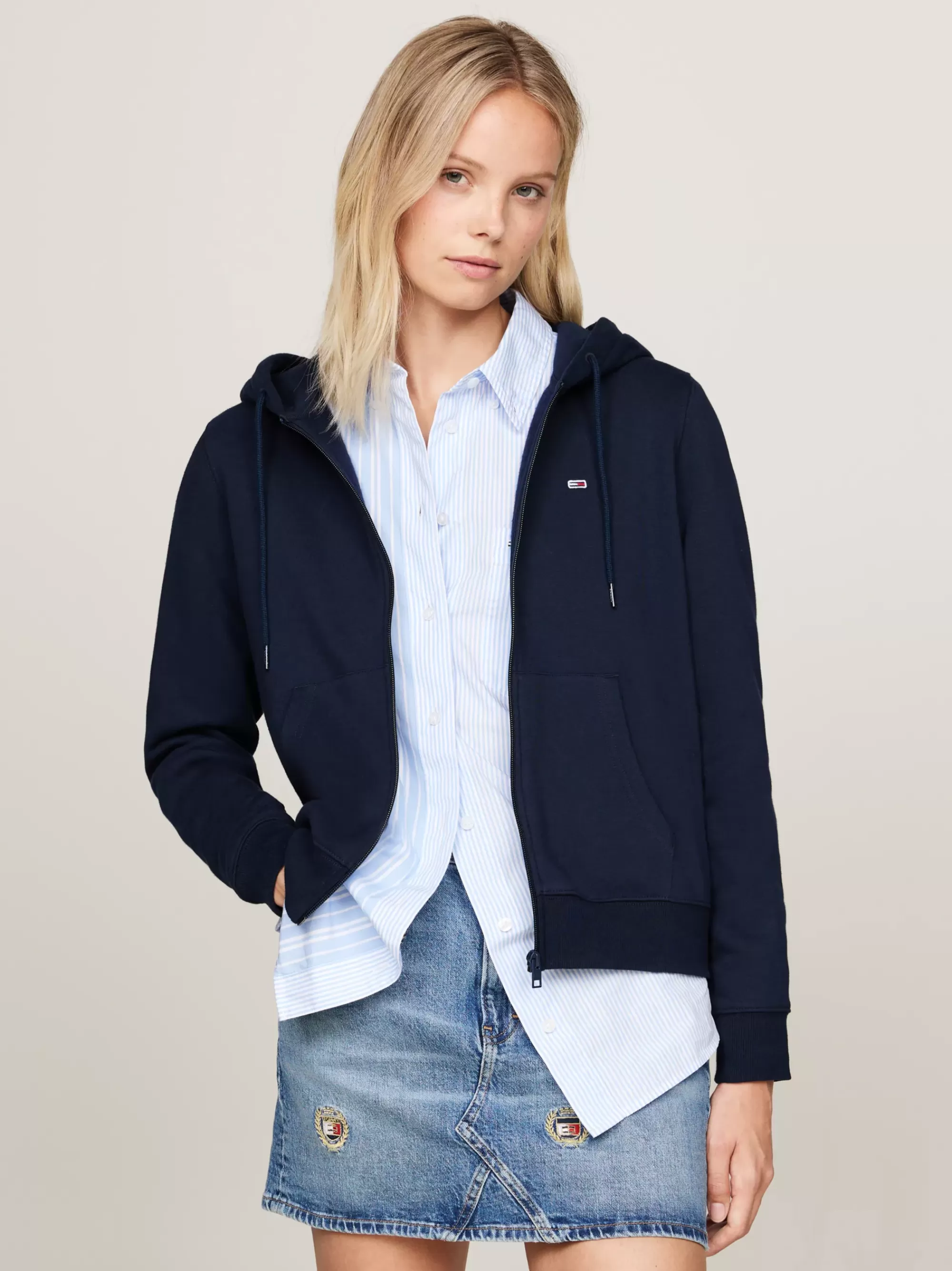 Sweatshirts & Hoodies*Tommy Hilfiger Hoodie Met Rits En Trekkoord DARK NIGHT NAVY