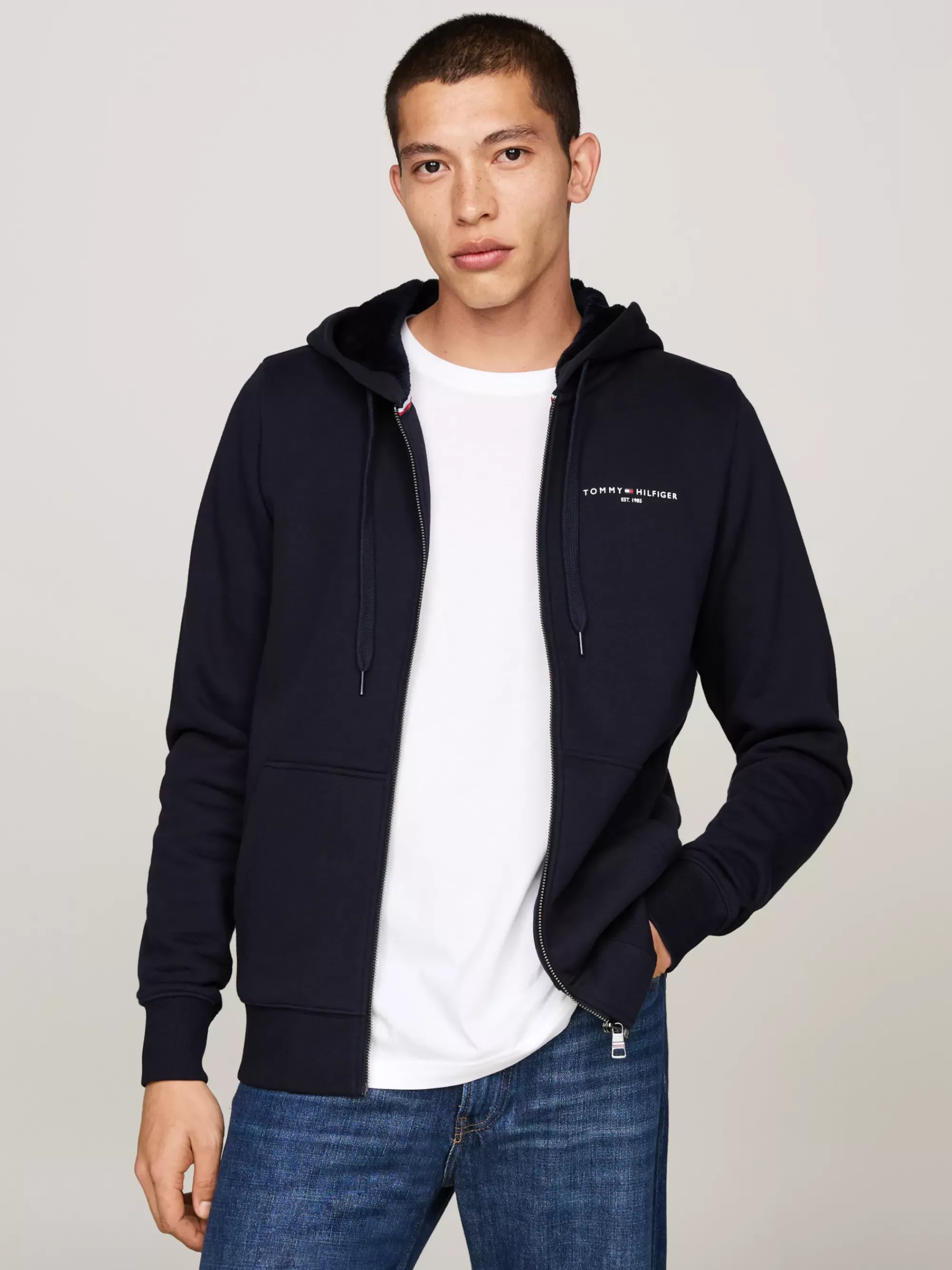 Sweatshirts & Hoodies*Tommy Hilfiger Hoodie Met Rits En Voering Van Imitatiebont DESERT SKY