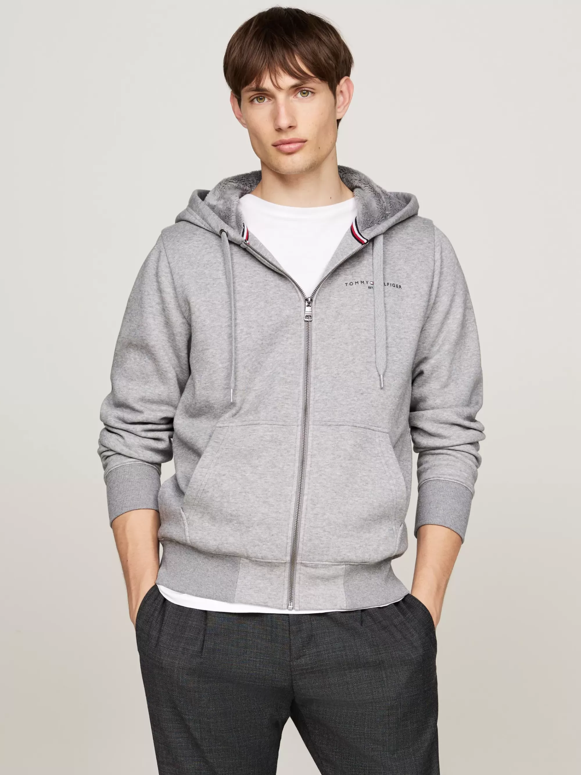 Sweatshirts & Hoodies*Tommy Hilfiger Hoodie Met Rits En Voering Van Imitatiebont MEDIUM GREY HEATHER
