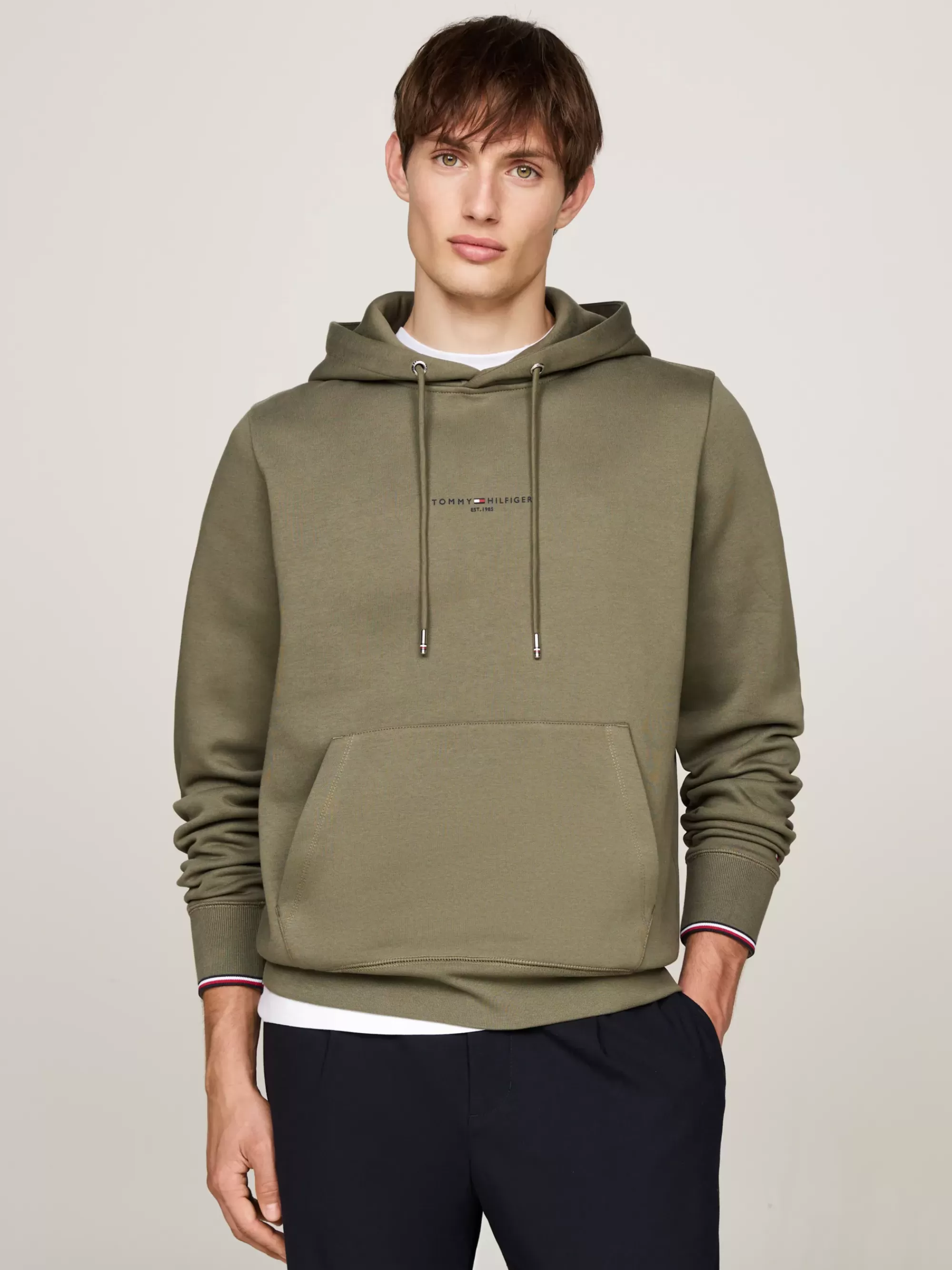 Sweatshirts & Hoodies*Tommy Hilfiger Hoodie Met Streepdetail Langs De Mouwboorden BATTLE GREEN