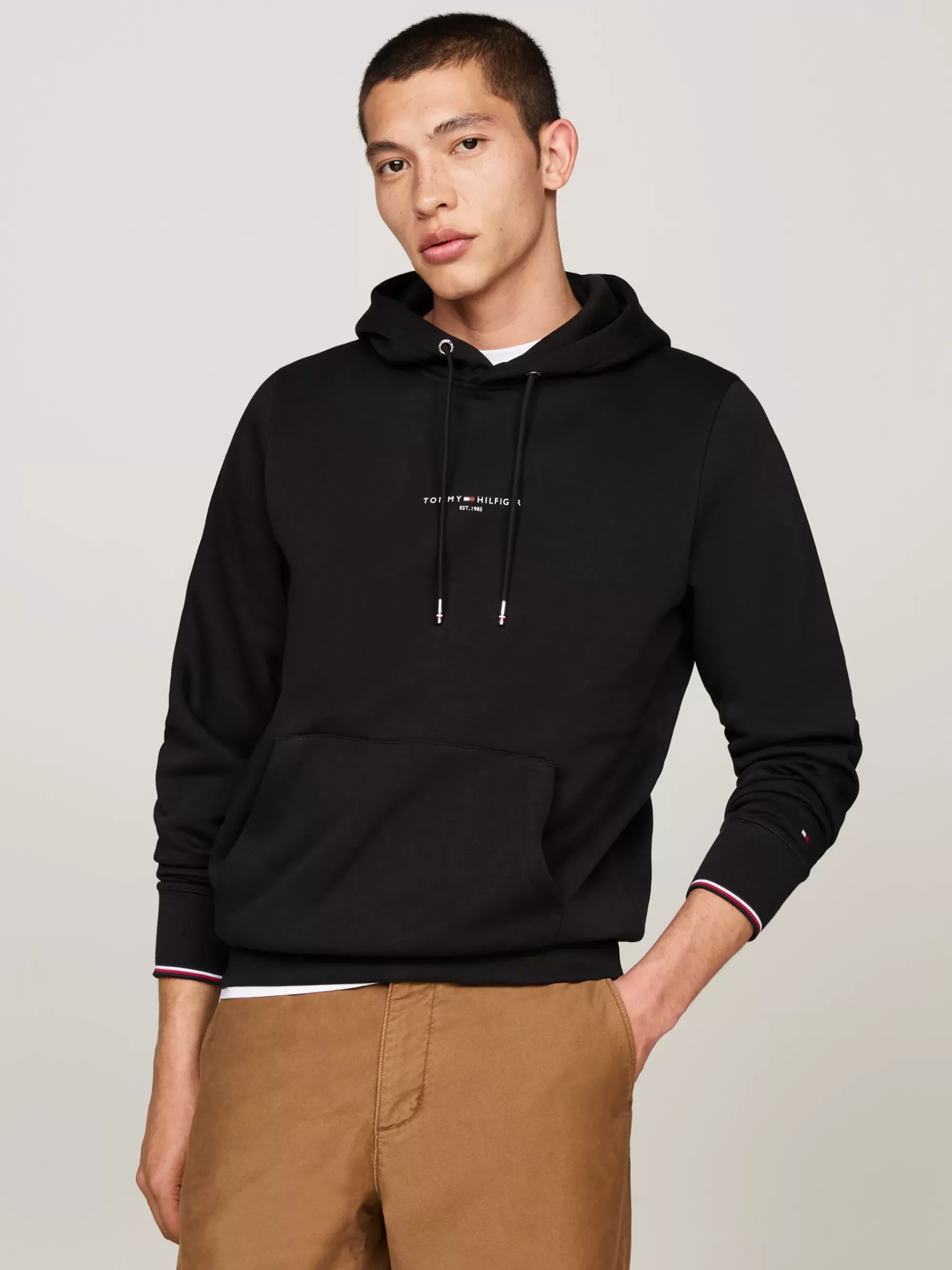 Sweatshirts & Hoodies*Tommy Hilfiger Hoodie Met Streepdetail Langs De Mouwboorden BLACK