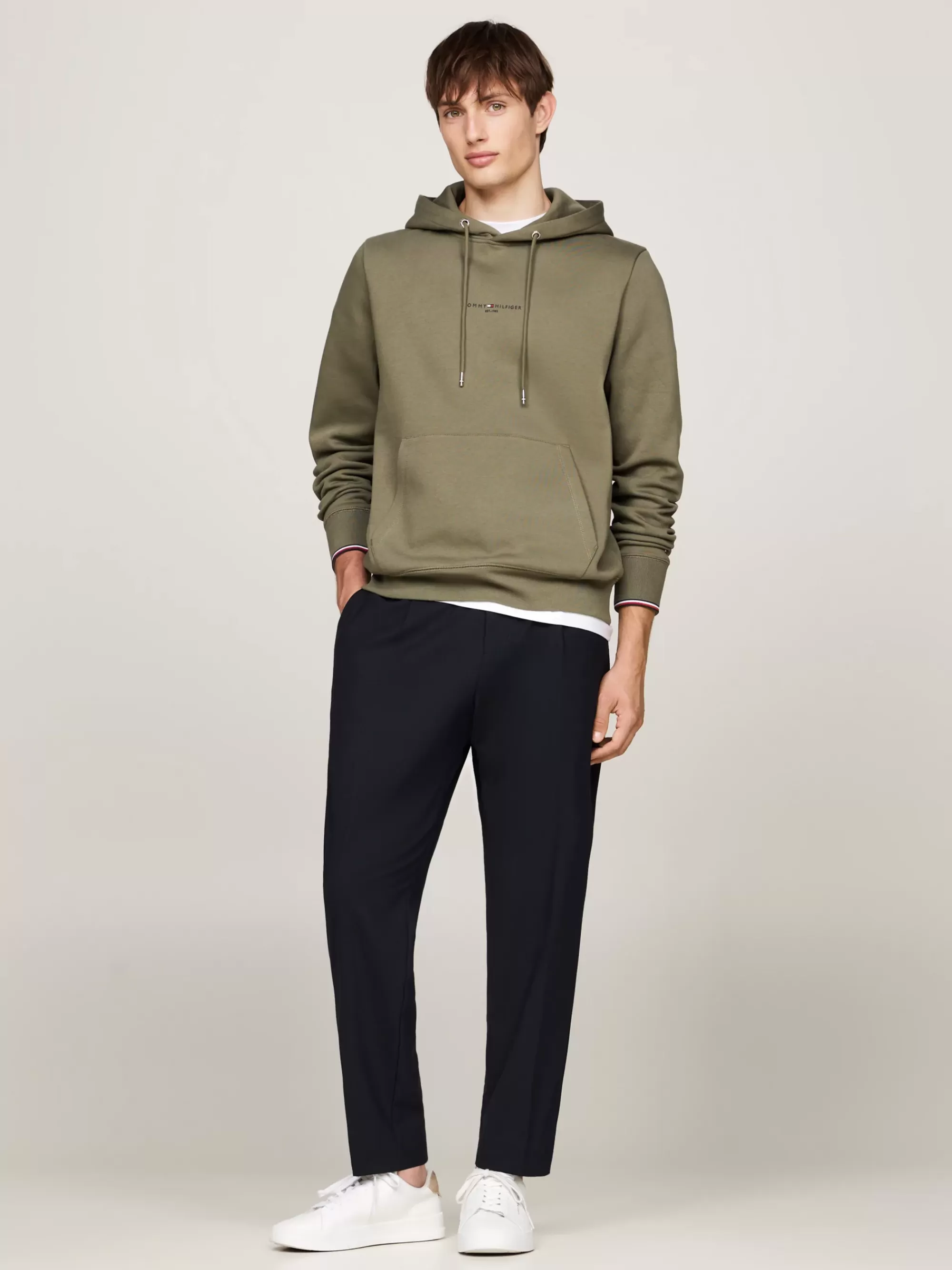 Sweatshirts & Hoodies*Tommy Hilfiger Hoodie Met Streepdetail Langs De Mouwboorden BATTLE GREEN