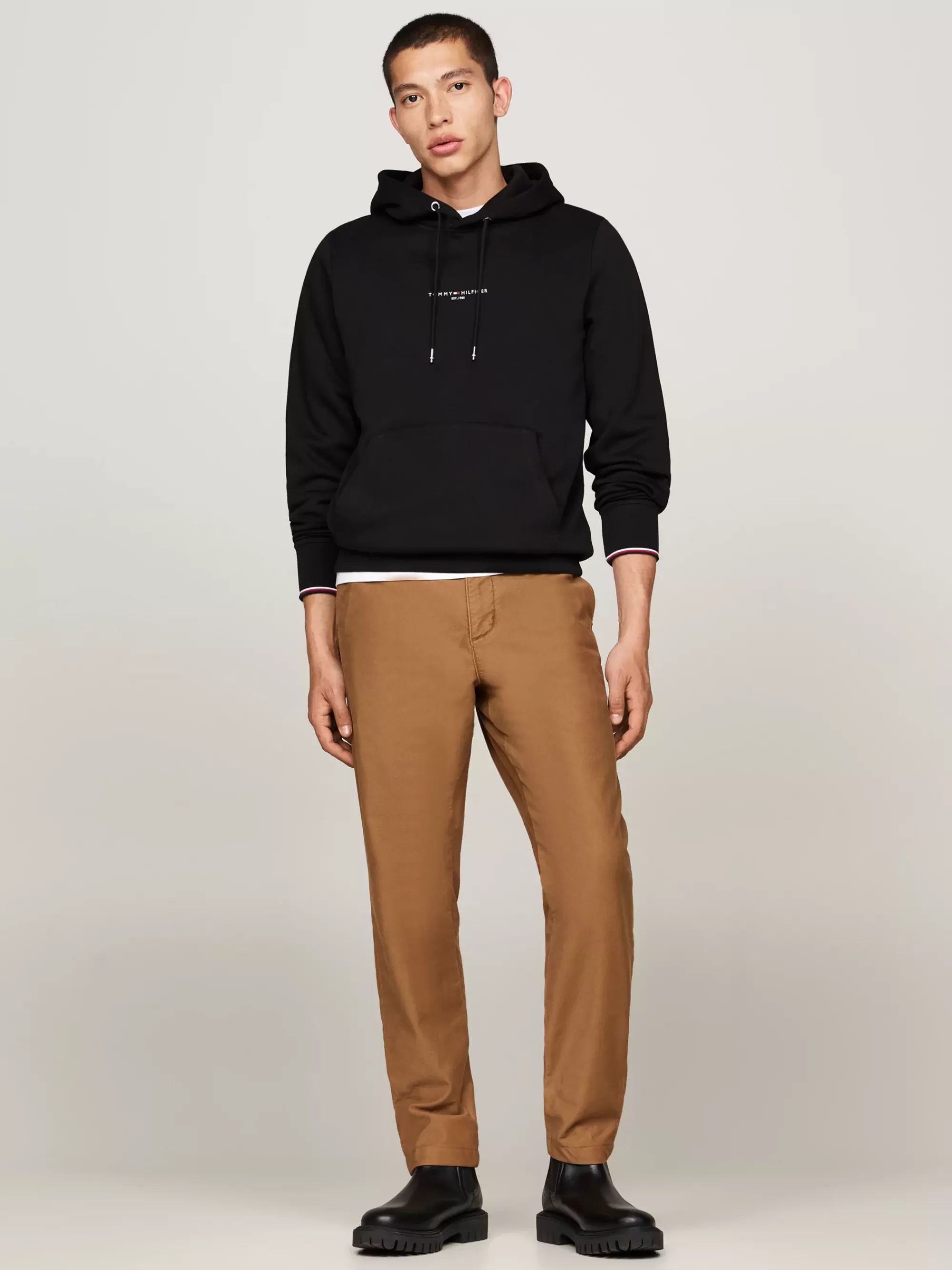 Sweatshirts & Hoodies*Tommy Hilfiger Hoodie Met Streepdetail Langs De Mouwboorden BLACK