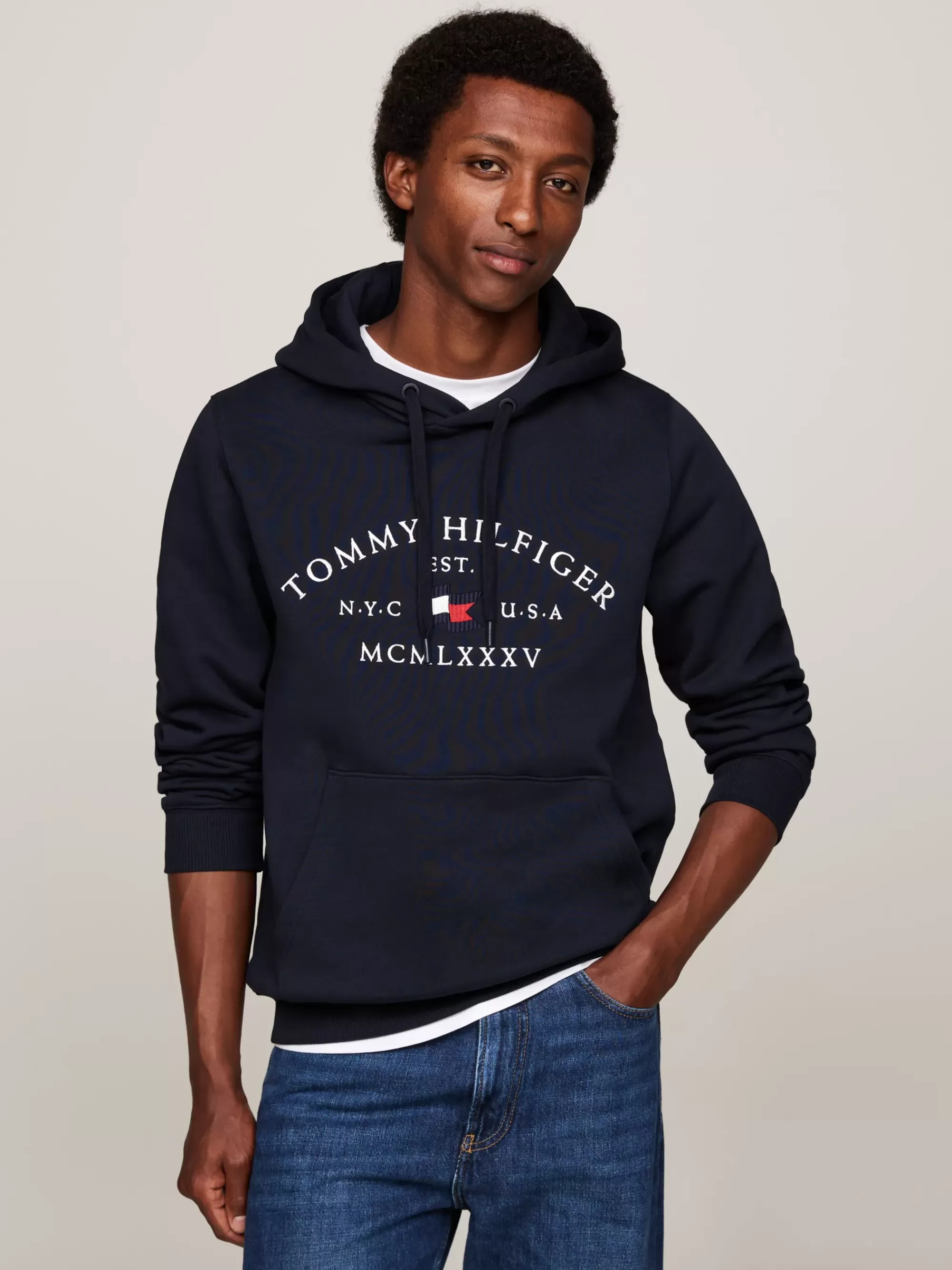 Sweatshirts & Hoodies*Tommy Hilfiger Hoodie Met Trekkoord En Gebogen Logo DESERT SKY