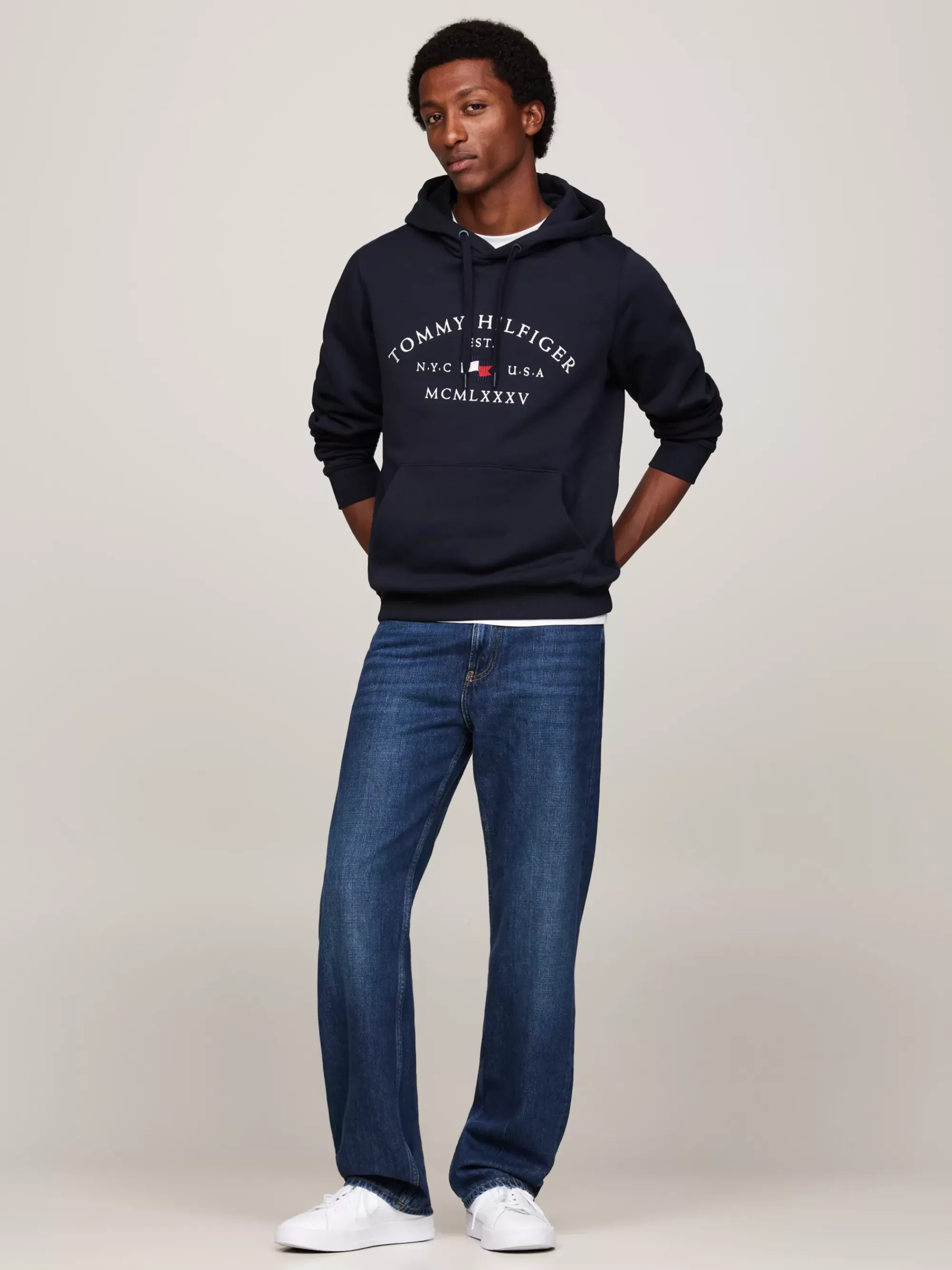 Sweatshirts & Hoodies*Tommy Hilfiger Hoodie Met Trekkoord En Gebogen Logo DESERT SKY
