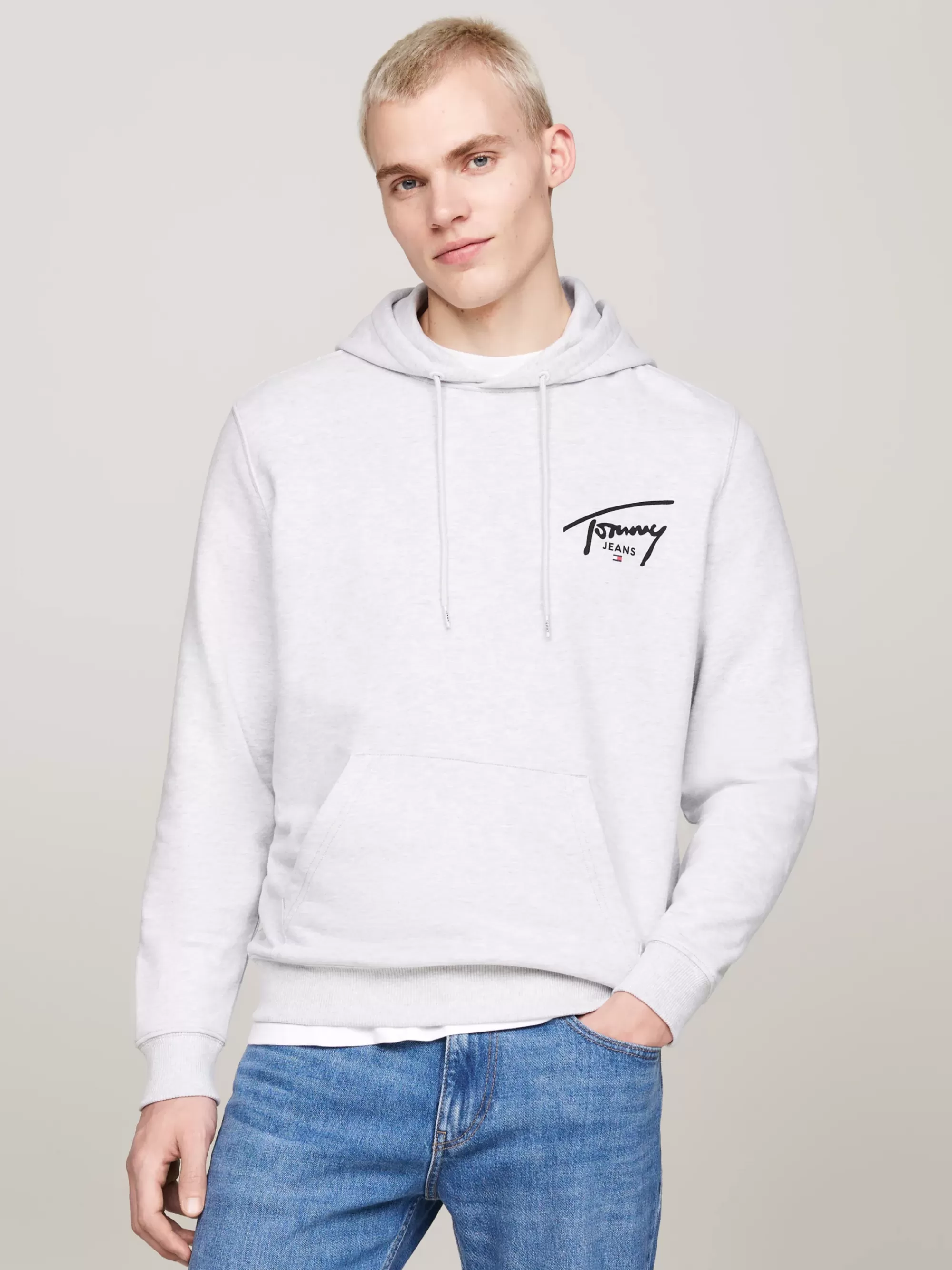 Sweatshirts & Hoodies*Tommy Hilfiger Hoodie Met Trekkoord En Signature-logo SILVER GREY
