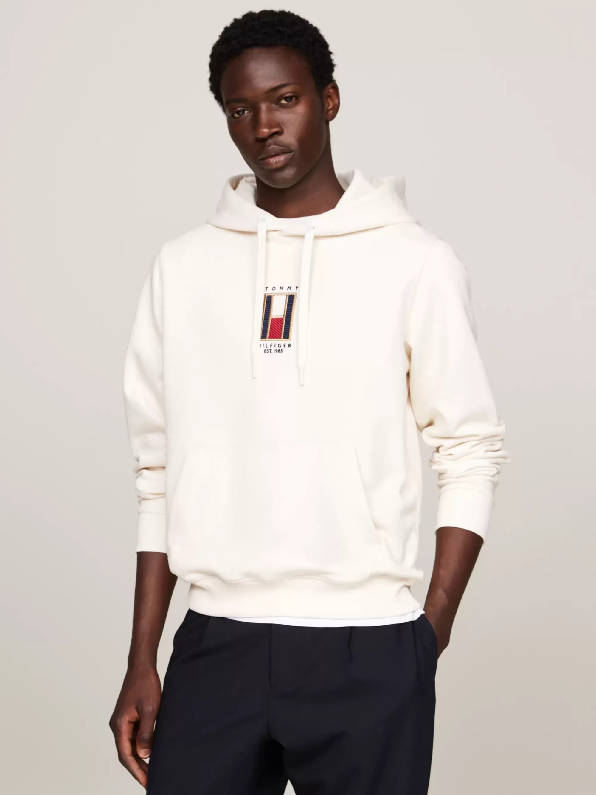 Sweatshirts & Hoodies*Tommy Hilfiger Hoodie Met Trekkoord En Verticale Vlag IVORY PETAL