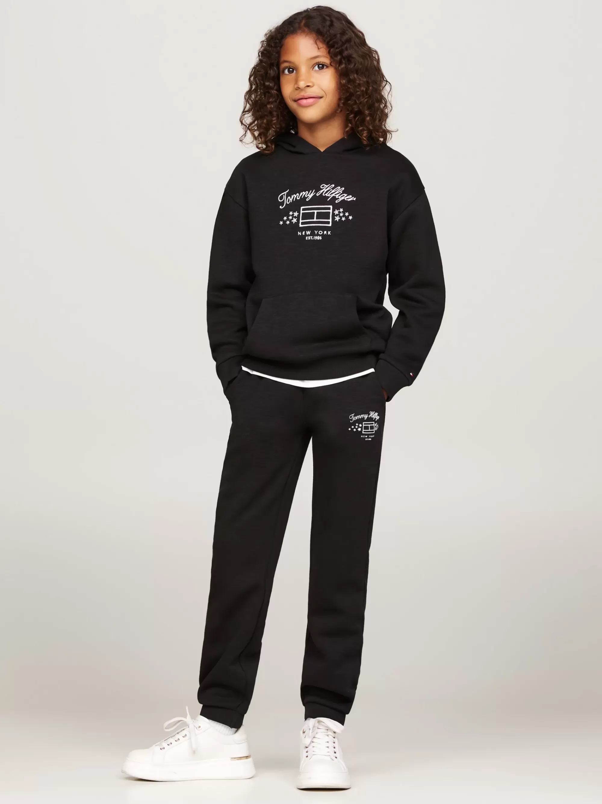 Sweatshirts & Hoodies*Tommy Hilfiger Hoodie Van Getextureerd Fleece Met Logoprint BLACK