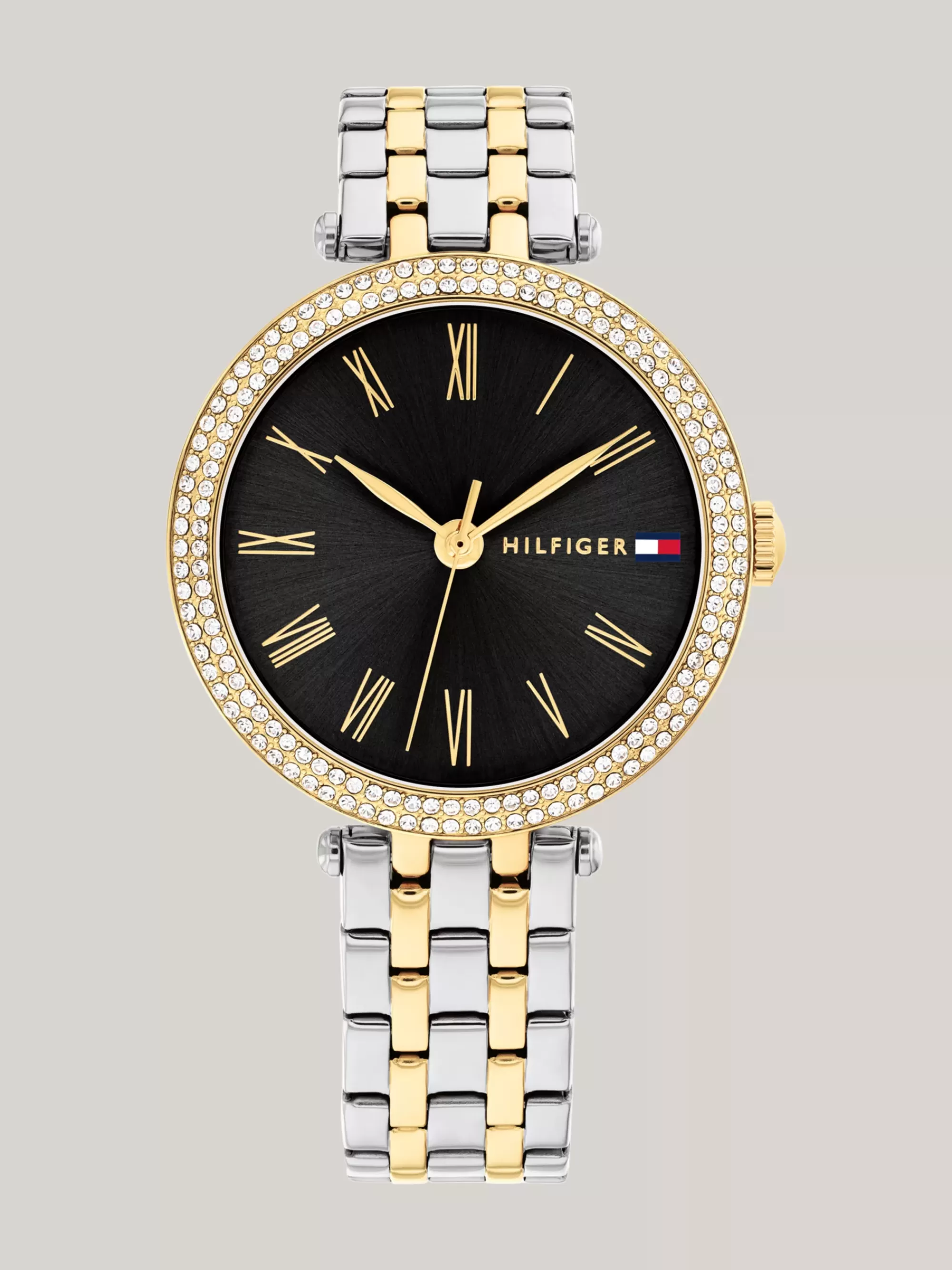 Horloges*Tommy Hilfiger Horloge Met Grijze Wijzerplaat En Kristallen TWO TONE