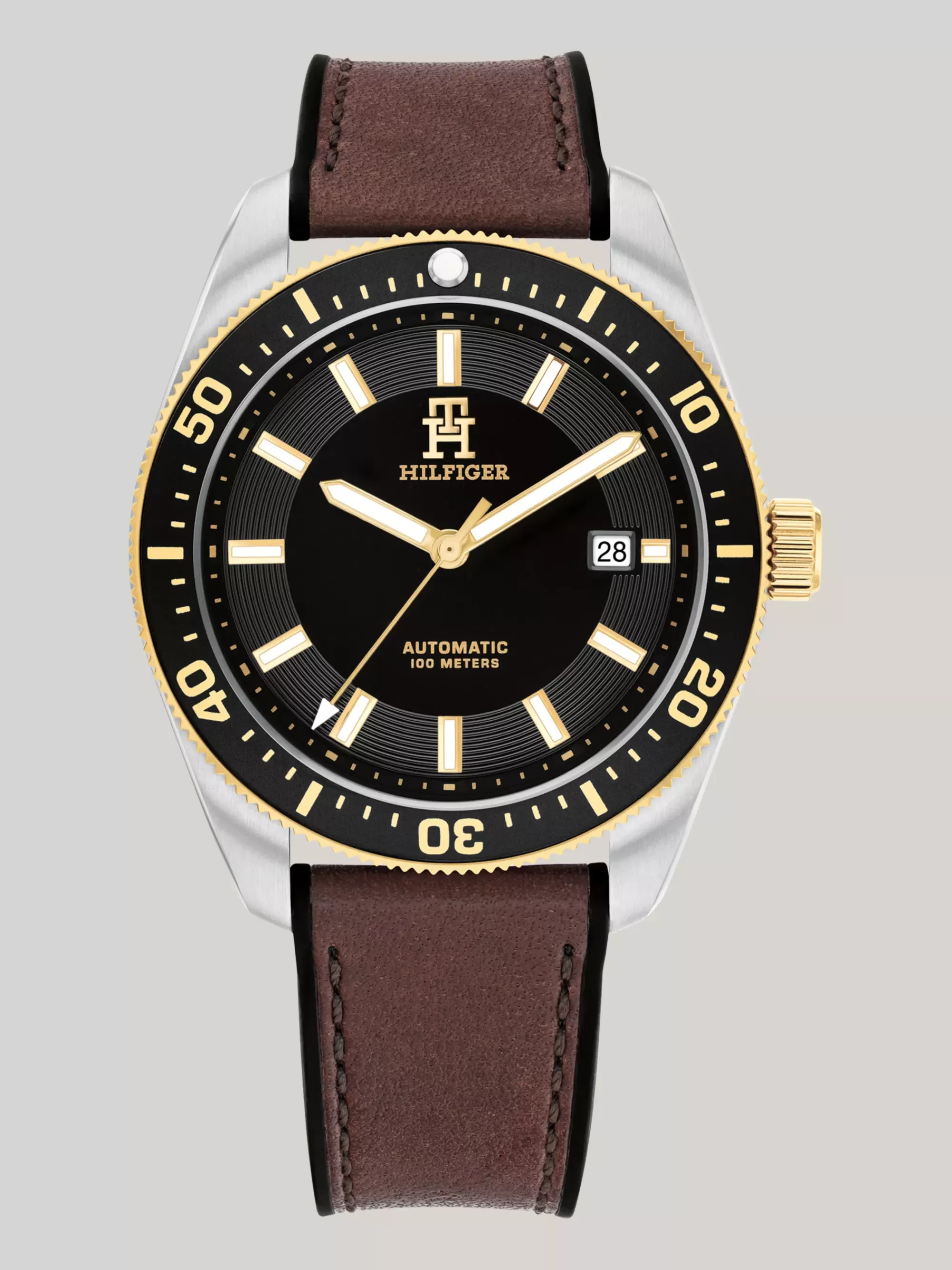 Horloges*Tommy Hilfiger Horloge Met Leren Band En TH-monogram BROWN