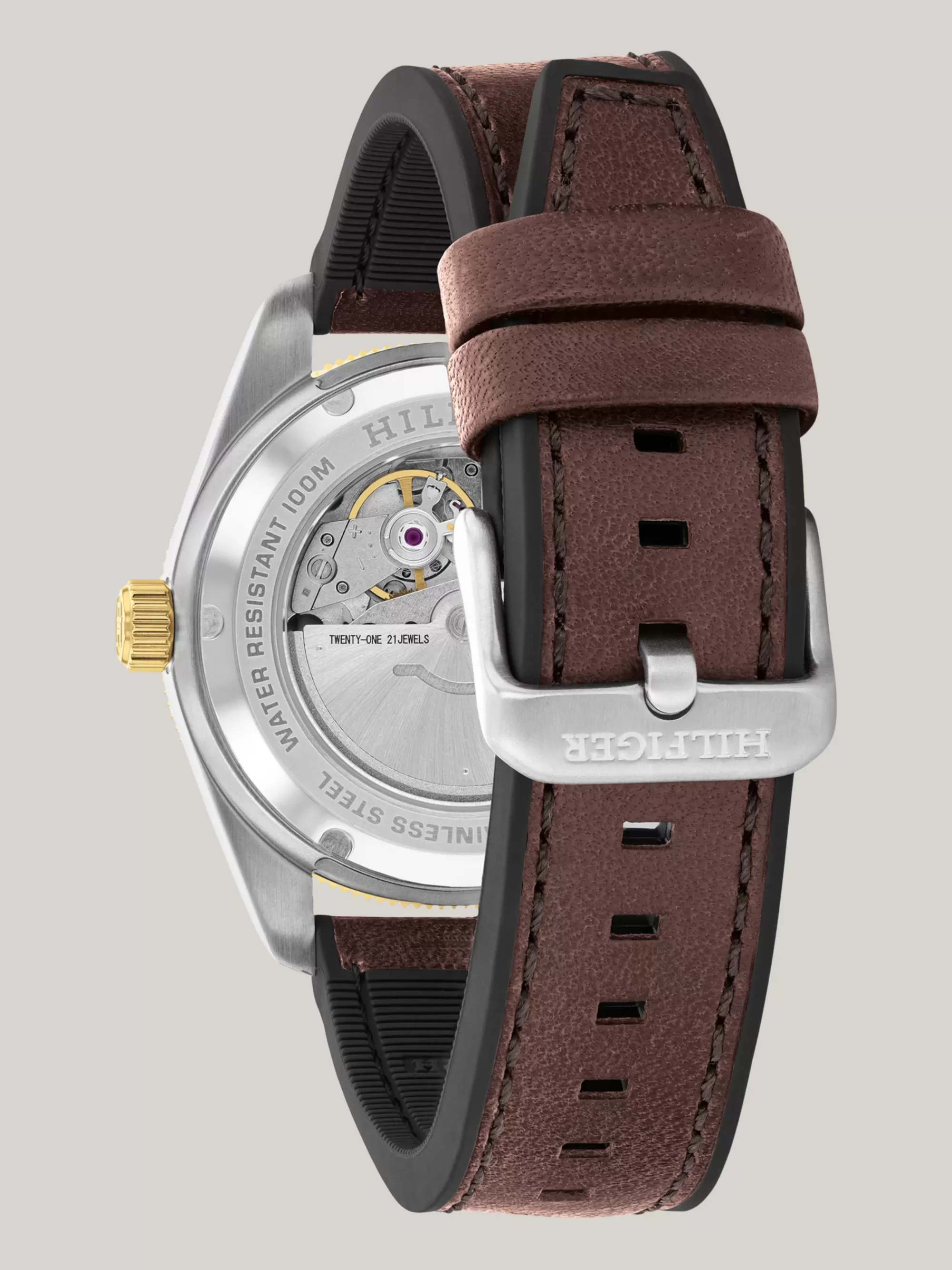 Horloges*Tommy Hilfiger Horloge Met Leren Band En TH-monogram BROWN