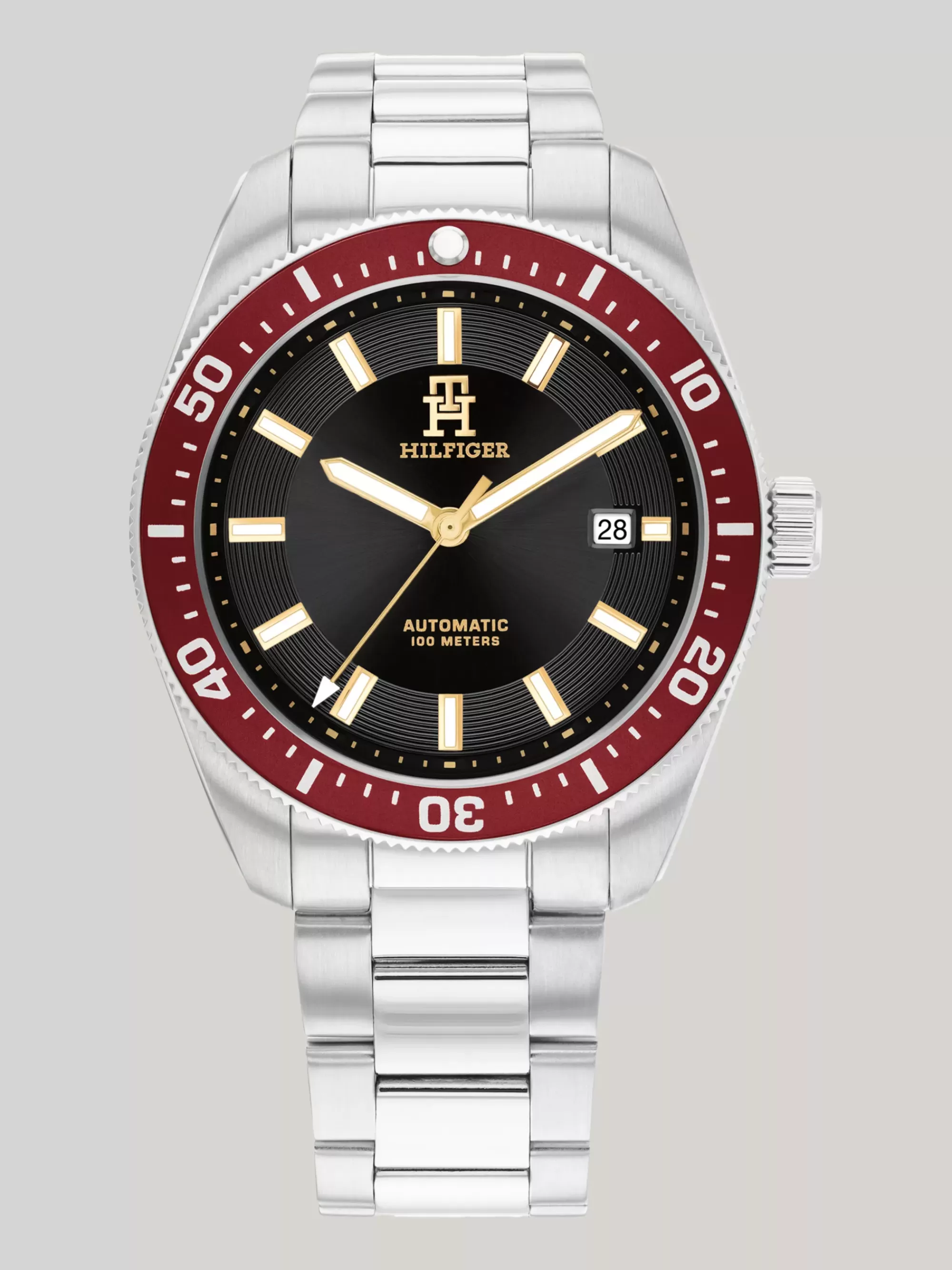 Horloges*Tommy Hilfiger Horloge Met Rode Bezel En TH-monogram SILVER