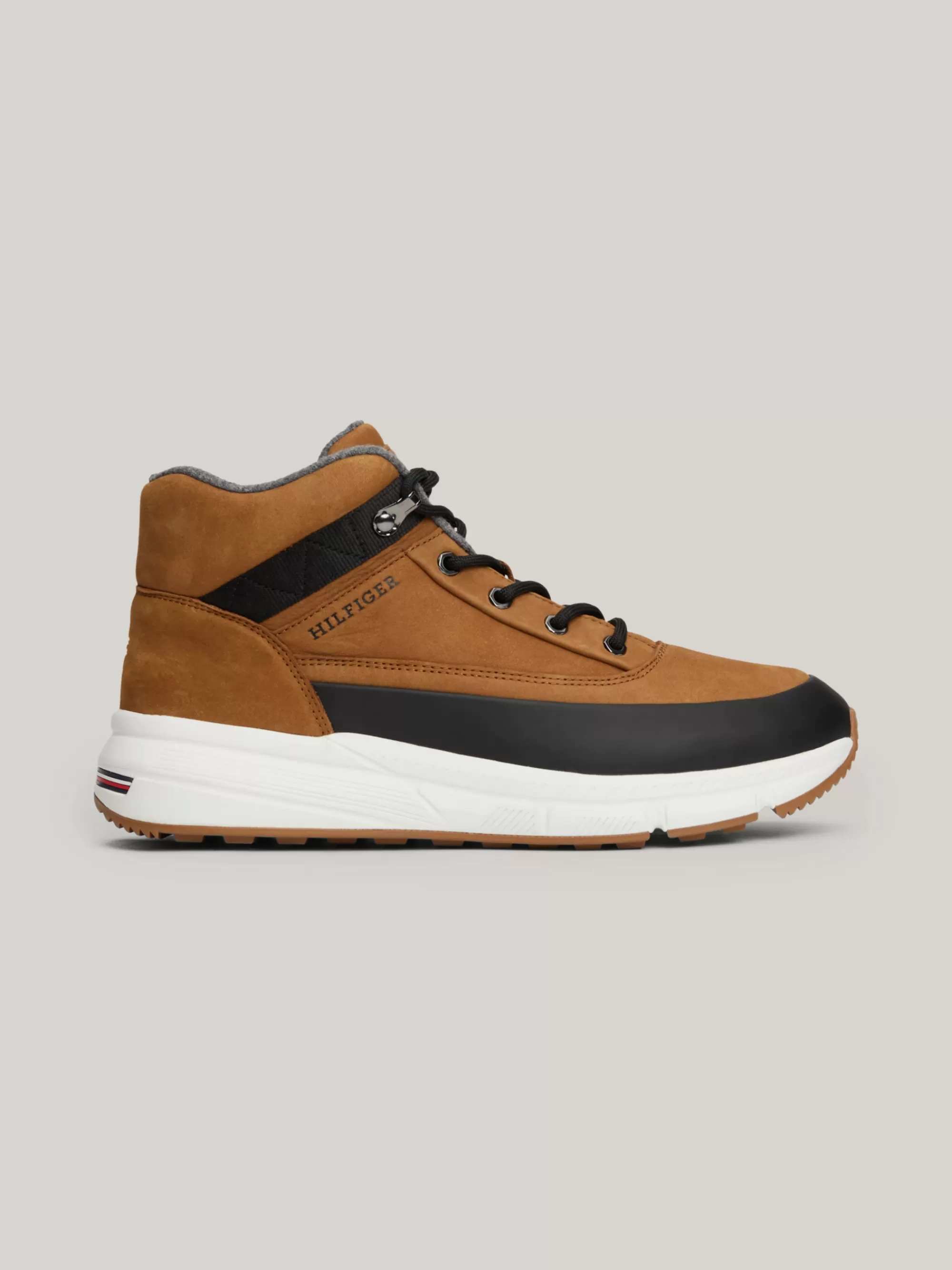 Sneakers*Tommy Hilfiger Hybride Halfhoge Boot Van Leer DESERT KHAKI
