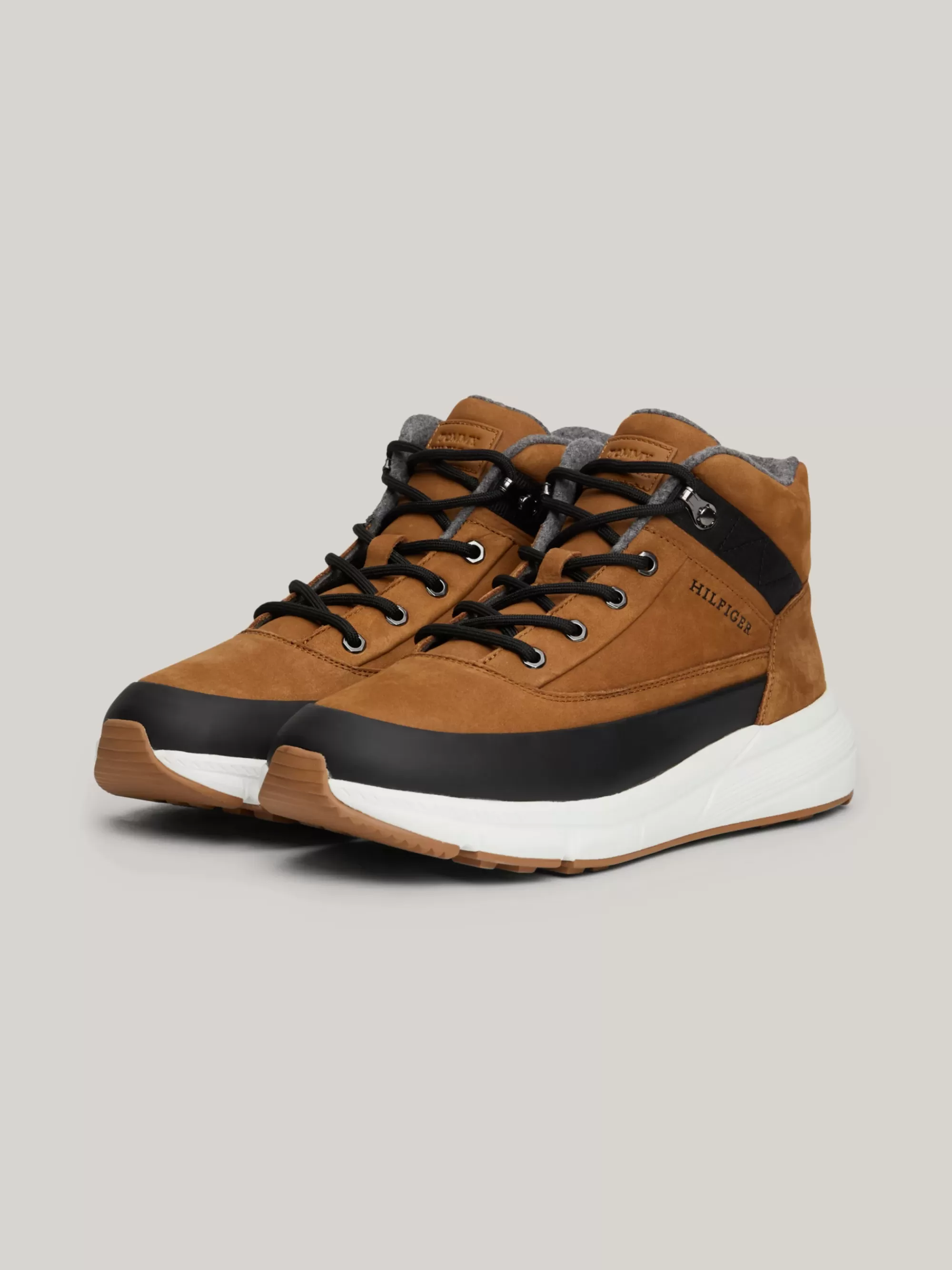Sneakers*Tommy Hilfiger Hybride Halfhoge Boot Van Leer DESERT KHAKI
