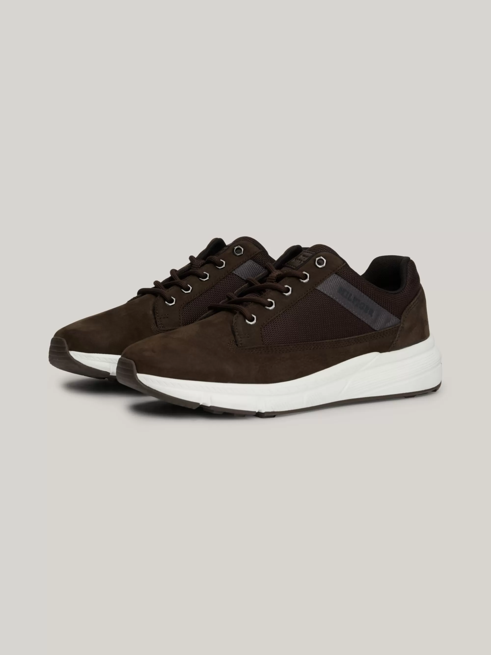 Sneakers*Tommy Hilfiger Hybride Schoen Van Leer Met Veters DARK COFFEE