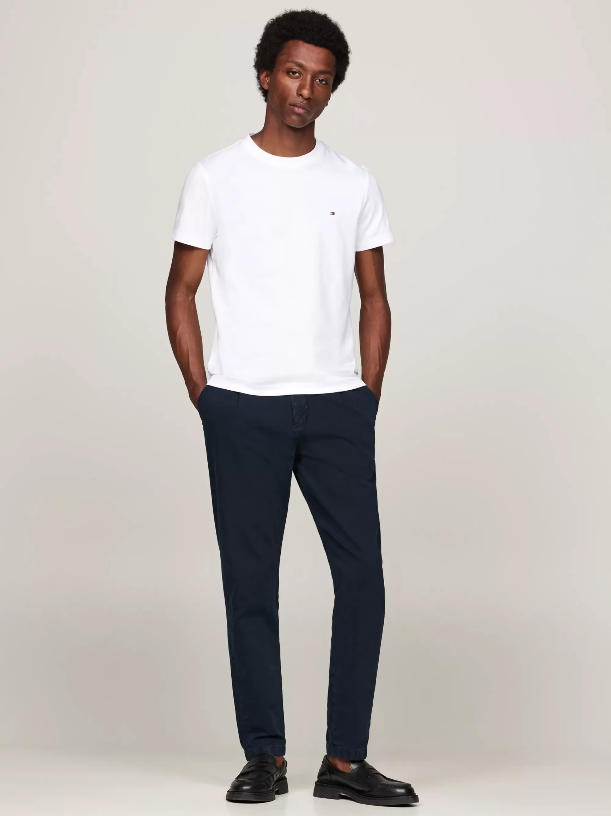 T-Shirts*Tommy Hilfiger Interlock Slim T-shirt Met Geborduurde Vlag WHITE