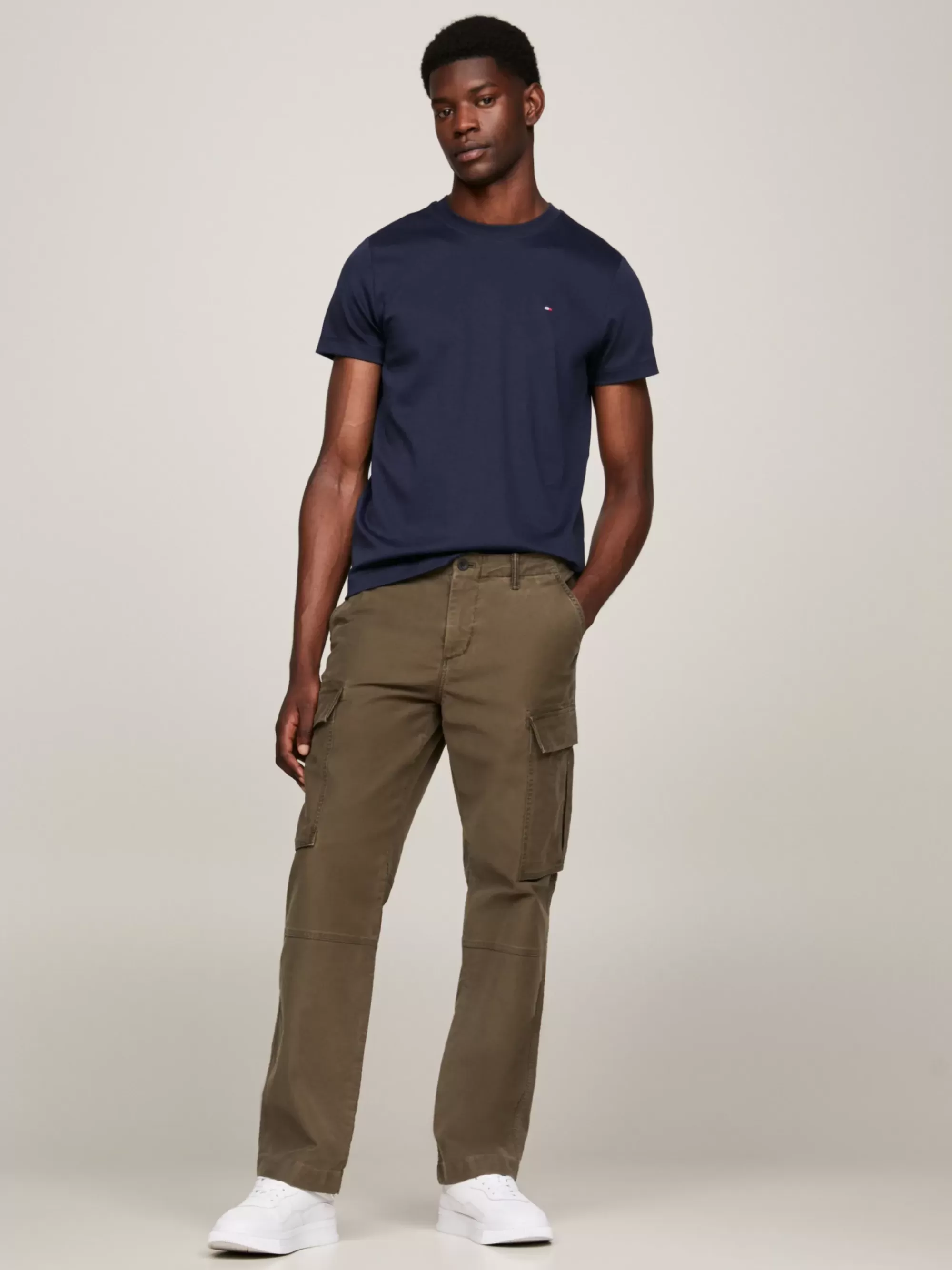 T-Shirts*Tommy Hilfiger Interlock Slim T-shirt Met Geborduurde Vlag DESERT SKY