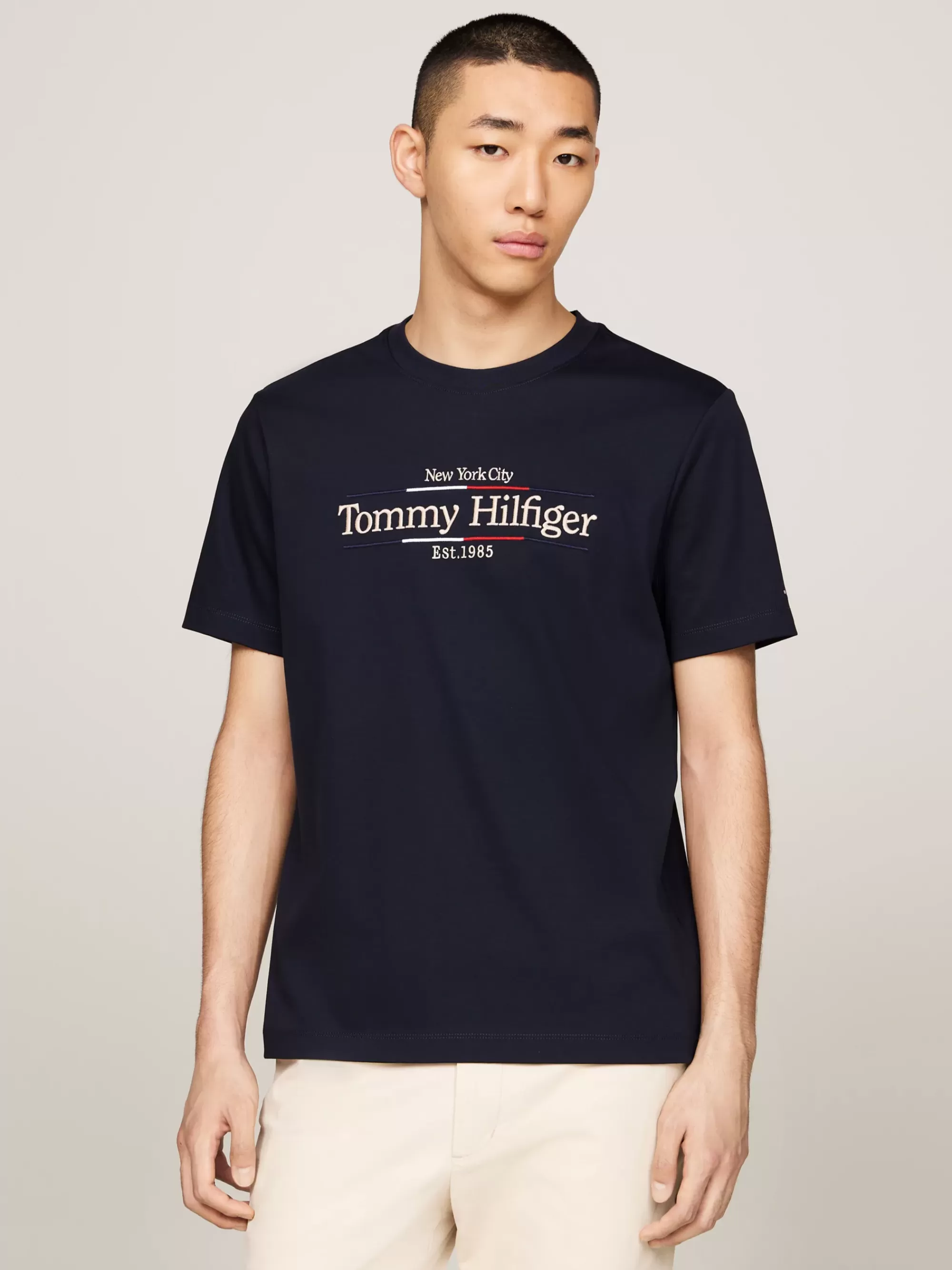 T-Shirts*Tommy Hilfiger Interlock T-shirt Met Geborduurd Logo DESERT SKY
