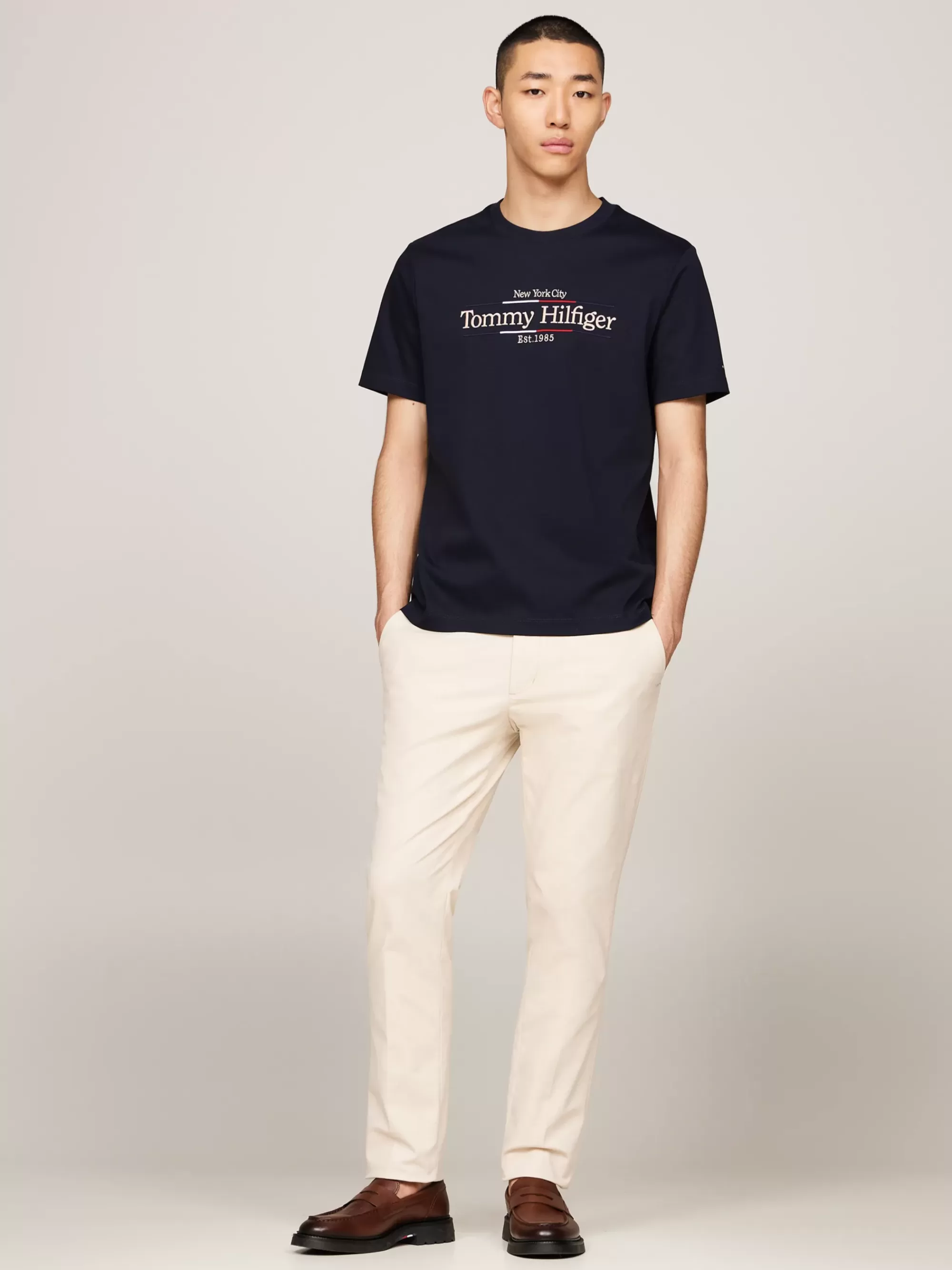T-Shirts*Tommy Hilfiger Interlock T-shirt Met Geborduurd Logo DESERT SKY