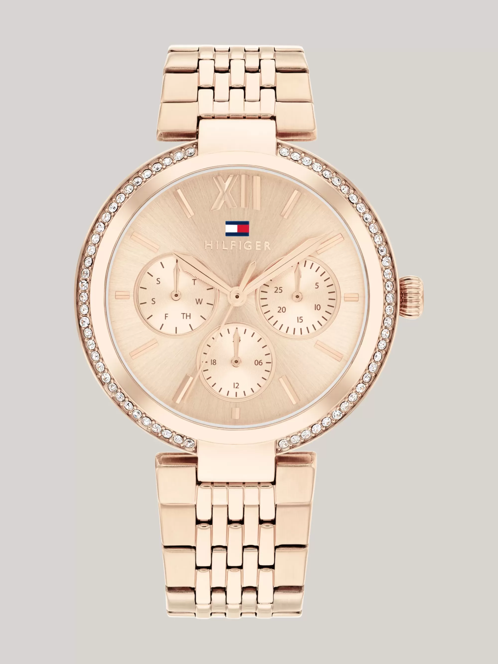 Horloges*Tommy Hilfiger Ionisch Roséverguld Horloge Met Kristallen ROSE GOLD