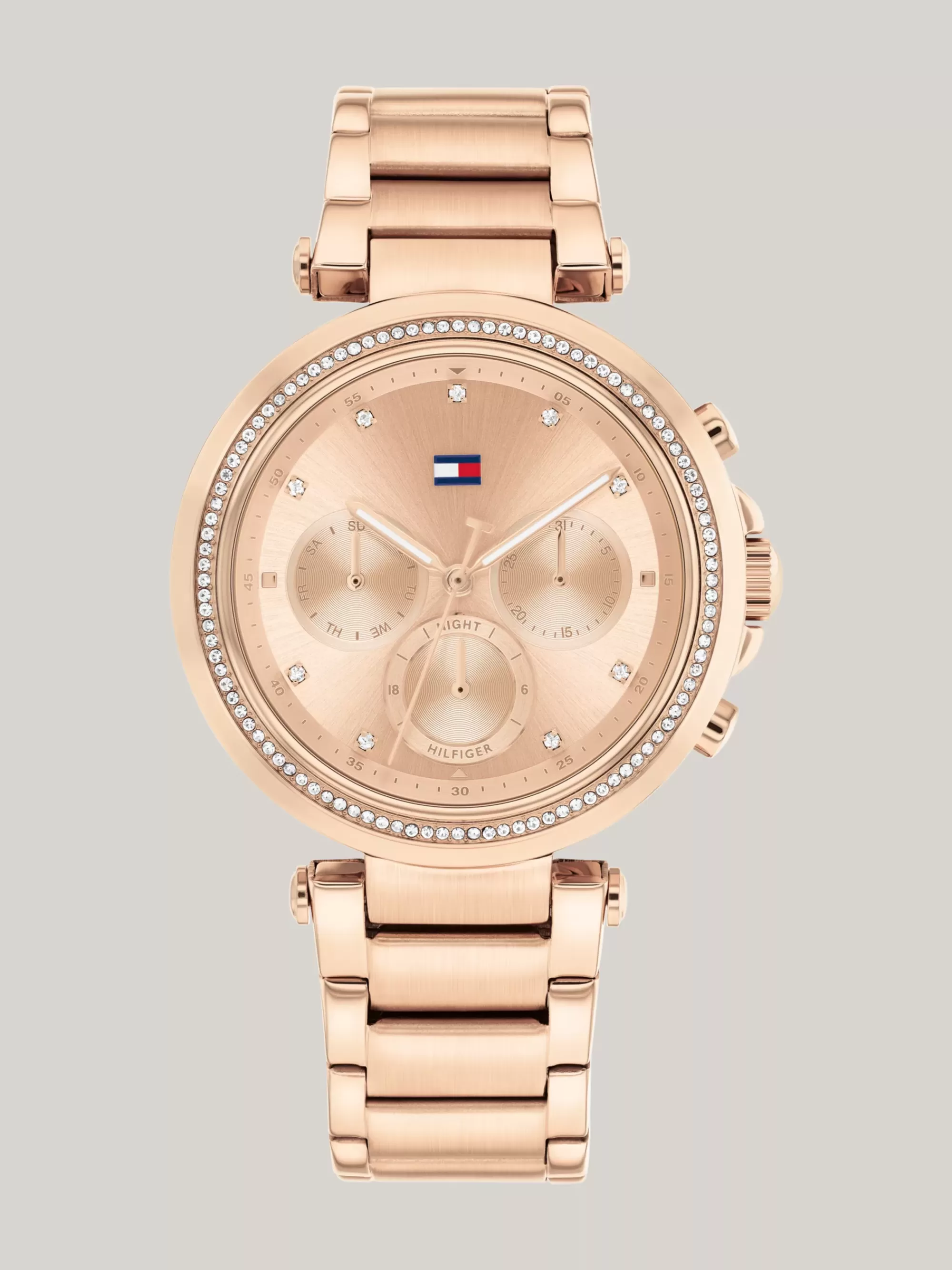Horloges*Tommy Hilfiger Ionisch Roséverguld Horloge Met Kristallen ROSE GOLD