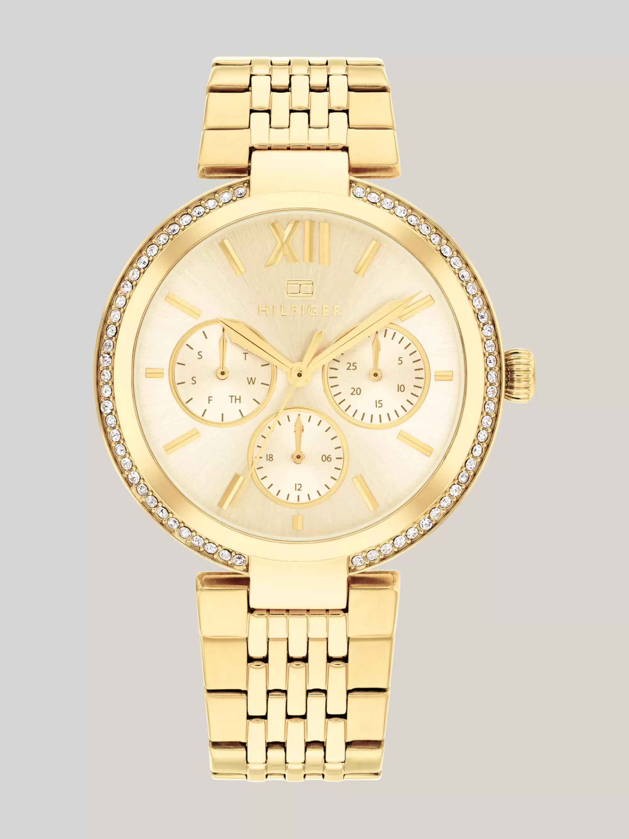 Horloges*Tommy Hilfiger Ionisch Verguld Horloge Met Kristallen GOLD