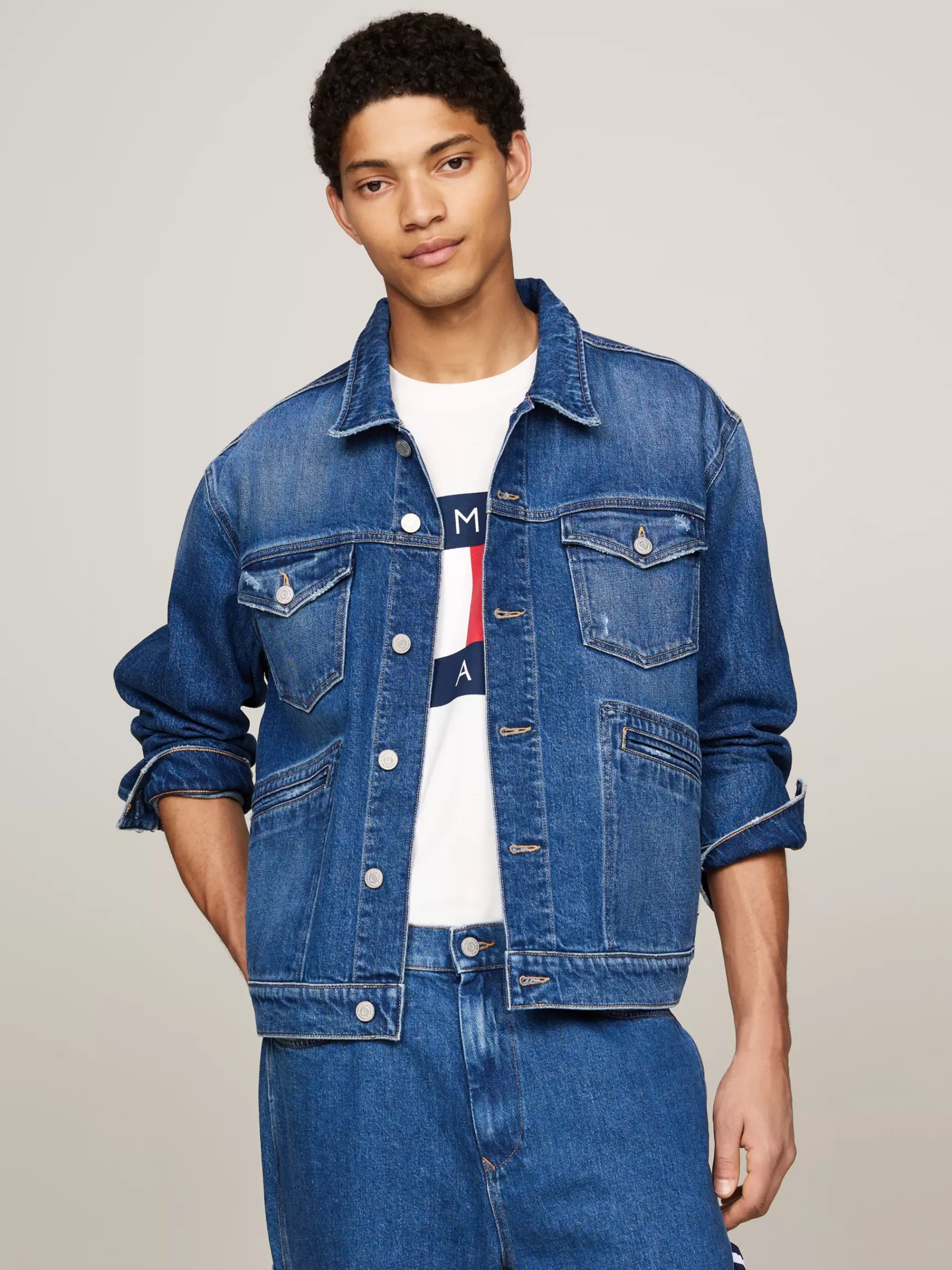 Jassen & Jacks*Tommy Hilfiger Isaac Denim Truckerjack Met Distressing DENIM MEDIUM
