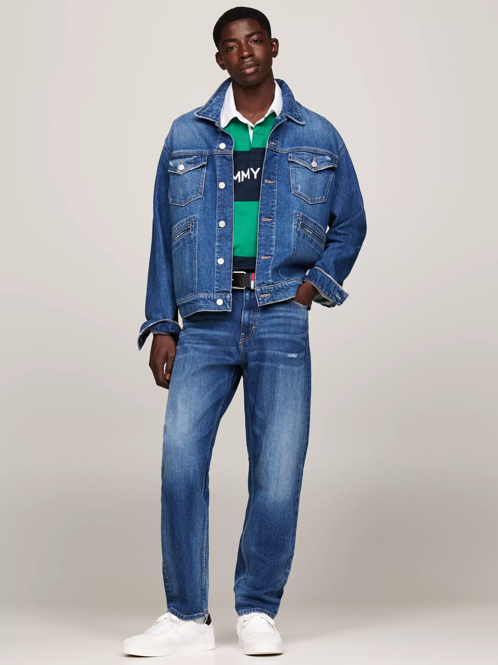 Jeans*Tommy Hilfiger Isaac Relaxed Tapered Jeans Met Distressing DENIM MEDIUM