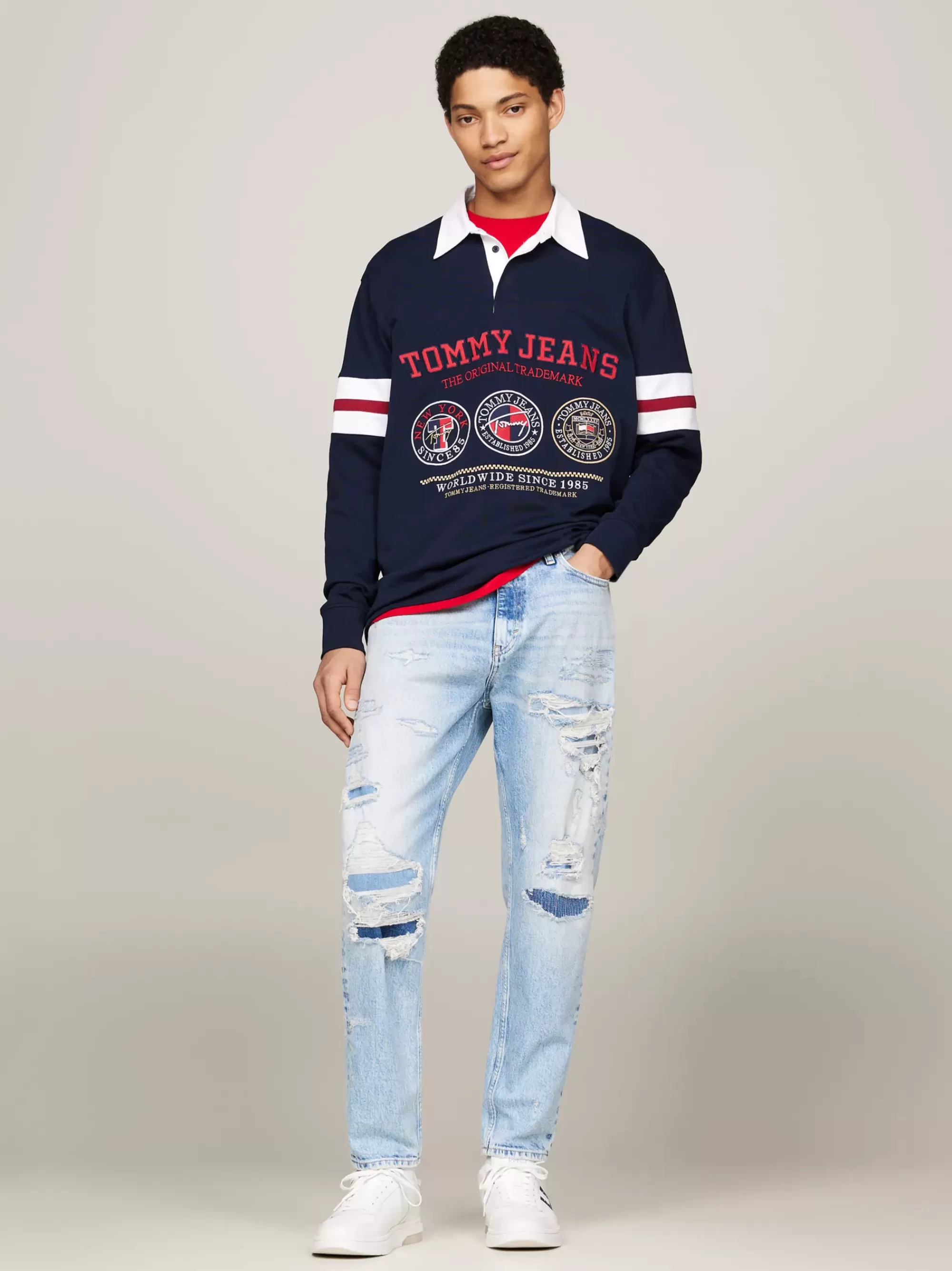 Jeans*Tommy Hilfiger Isaac Relaxed Tapered Jeans Met Fading En Distressing DENIM LIGHT