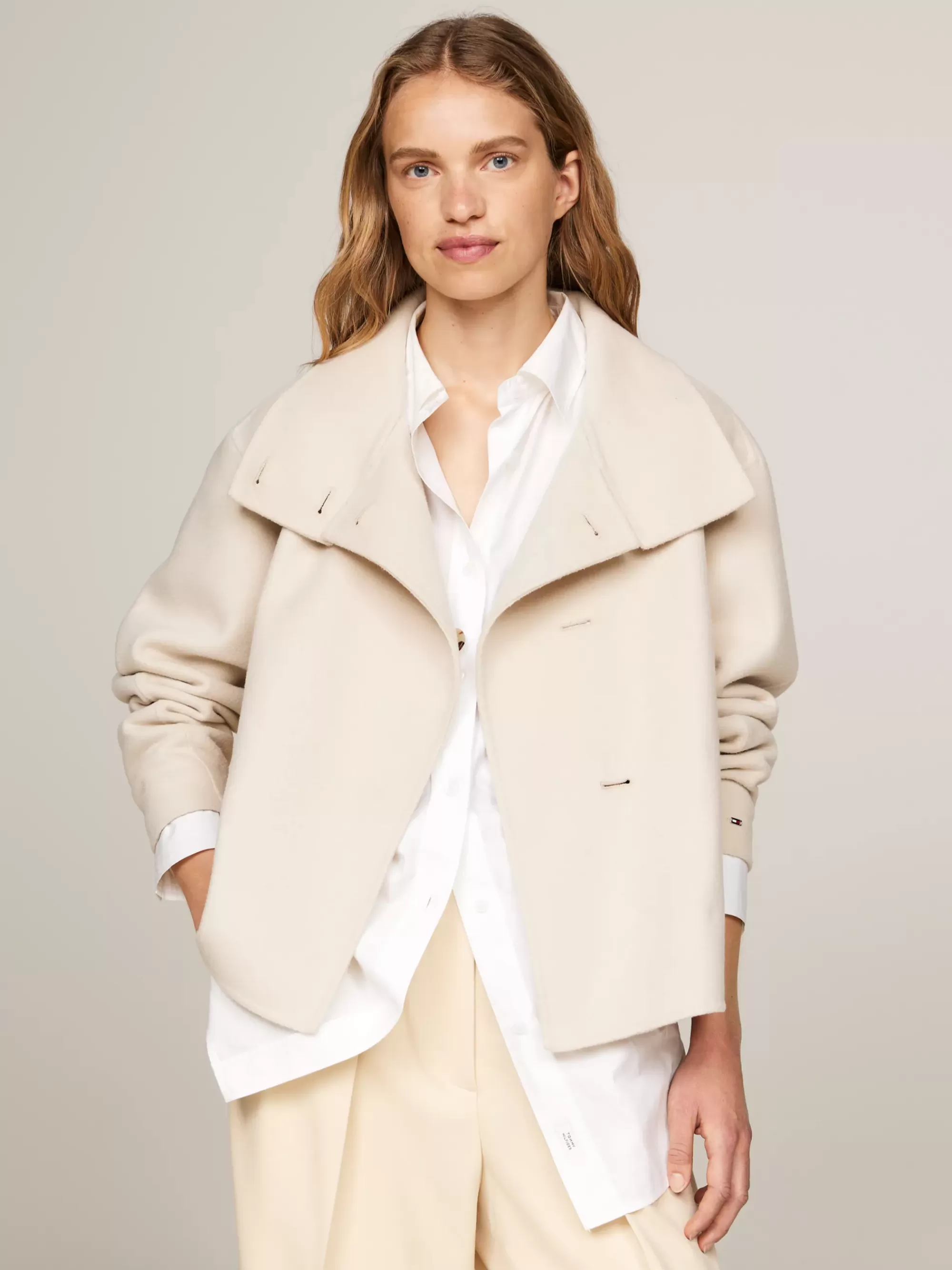 Jassen & Jacks | Wollen Jassen*Tommy Hilfiger Jack Met Tunnelkraag En Knopen CLASSIC BEIGE