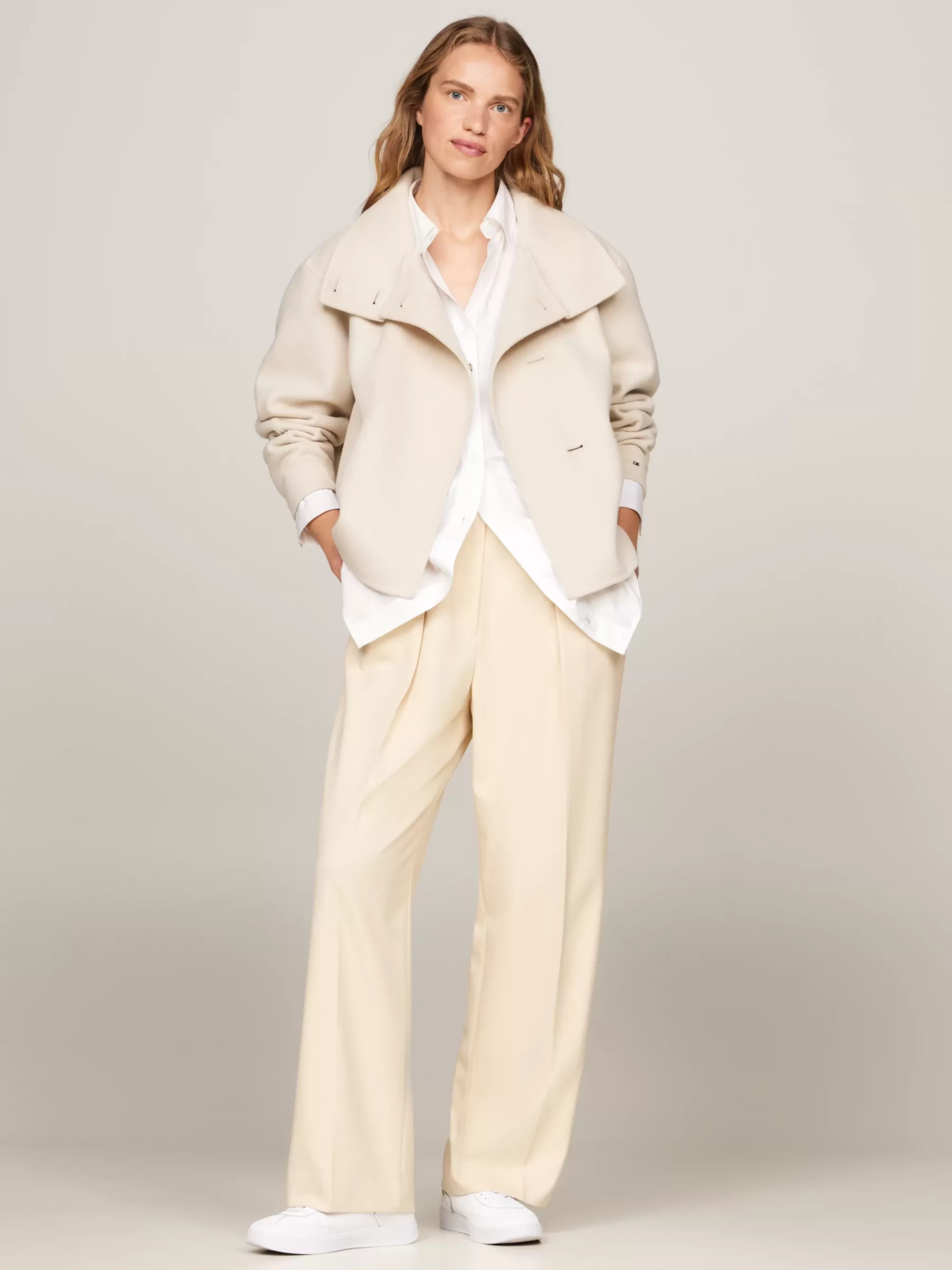 Jassen & Jacks | Wollen Jassen*Tommy Hilfiger Jack Met Tunnelkraag En Knopen CLASSIC BEIGE