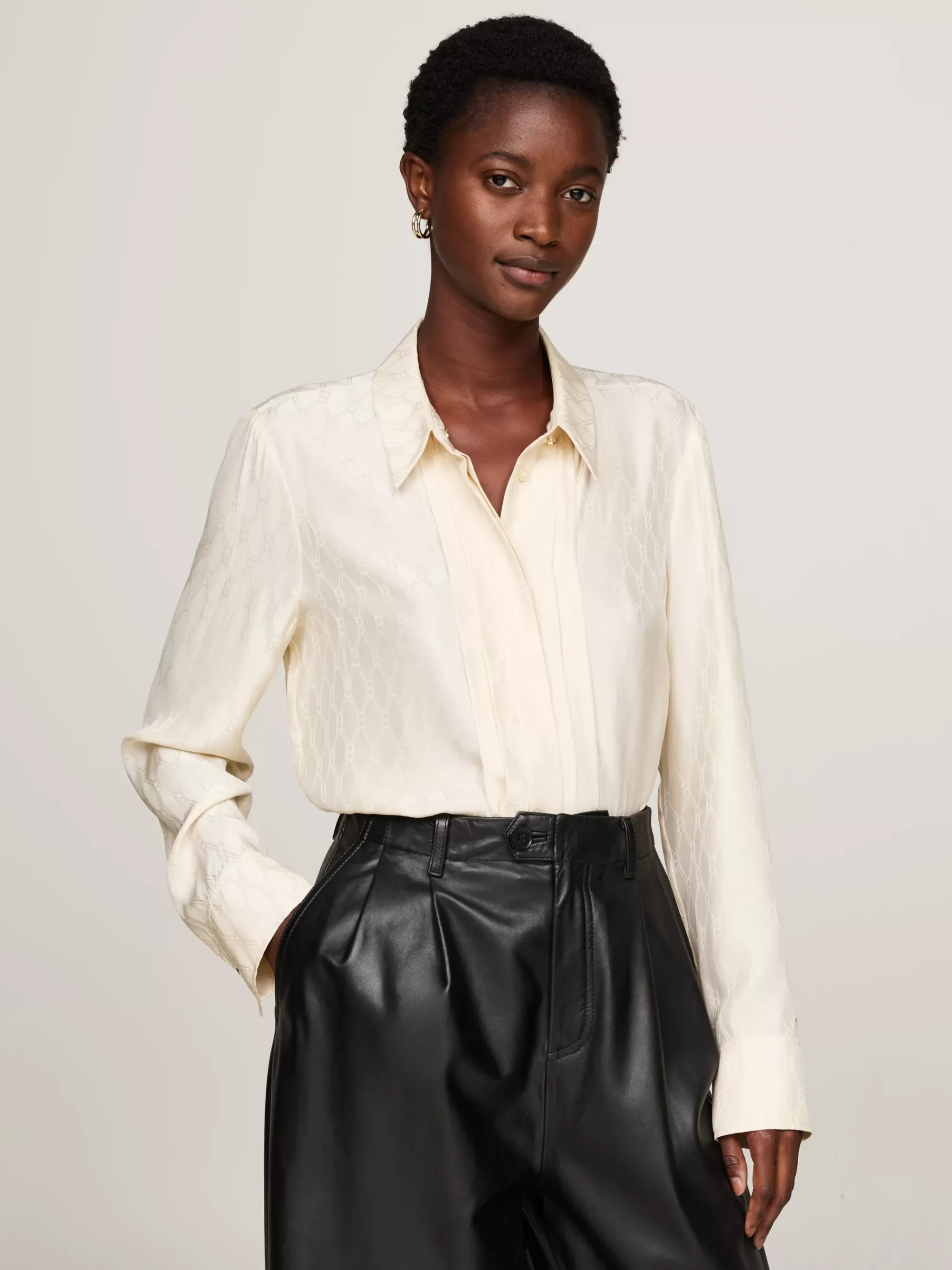 Blouses & Overhemden*Tommy Hilfiger Jacquard Blouse Met Zijde DIAMOND FLAG JACQUARD/ CREAM