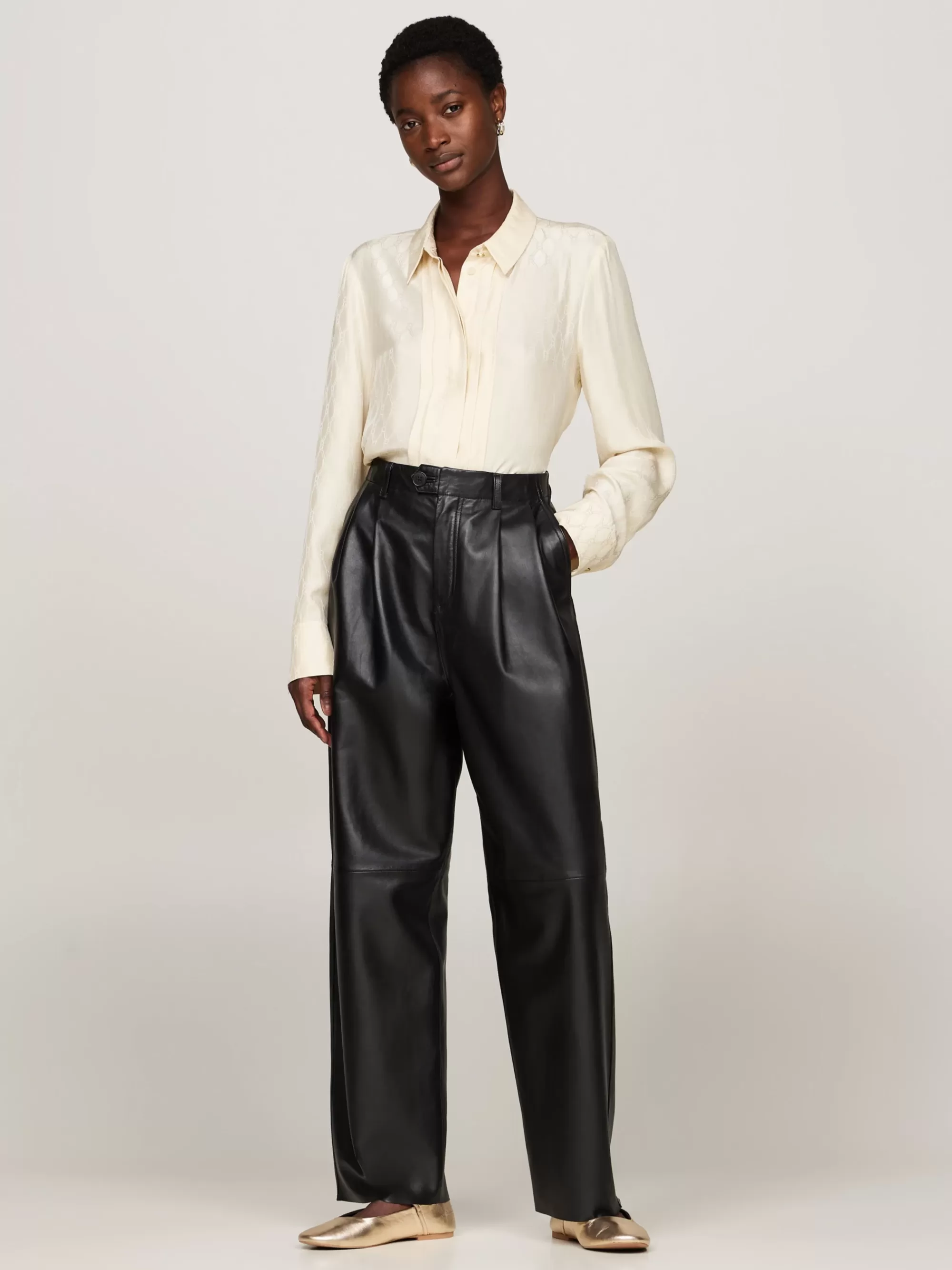 Blouses & Overhemden*Tommy Hilfiger Jacquard Blouse Met Zijde DIAMOND FLAG JACQUARD/ CREAM
