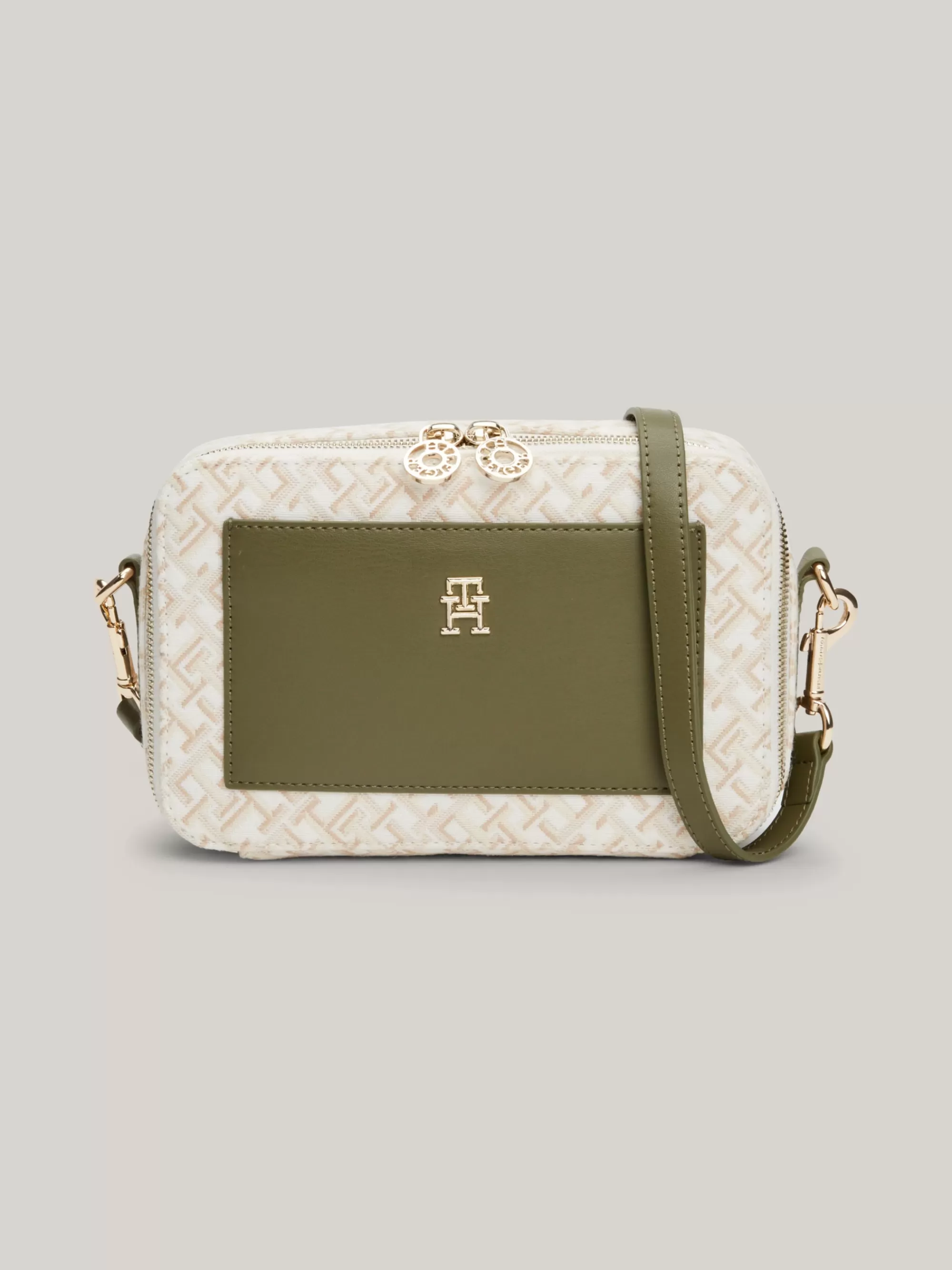 Crossbodytassen*Tommy Hilfiger Jacquard Canvas Cameratas UTILITY OLIVE/NEUTRAL MONO