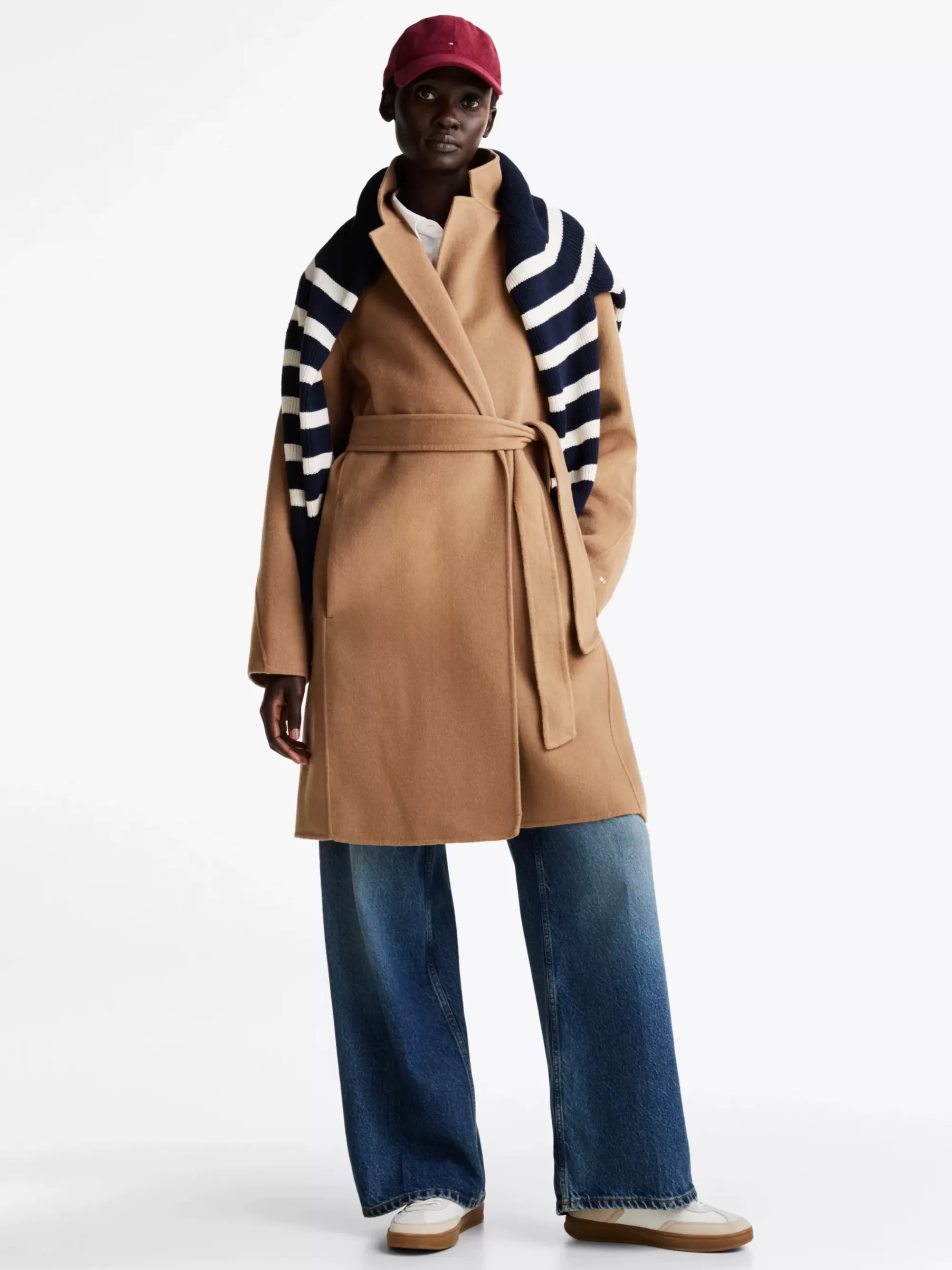 Jassen & Jacks | Wollen Jassen*Tommy Hilfiger Jas Van Dubbelzijdige Wolmix Met Riem LIGHT SEPIA BROWN