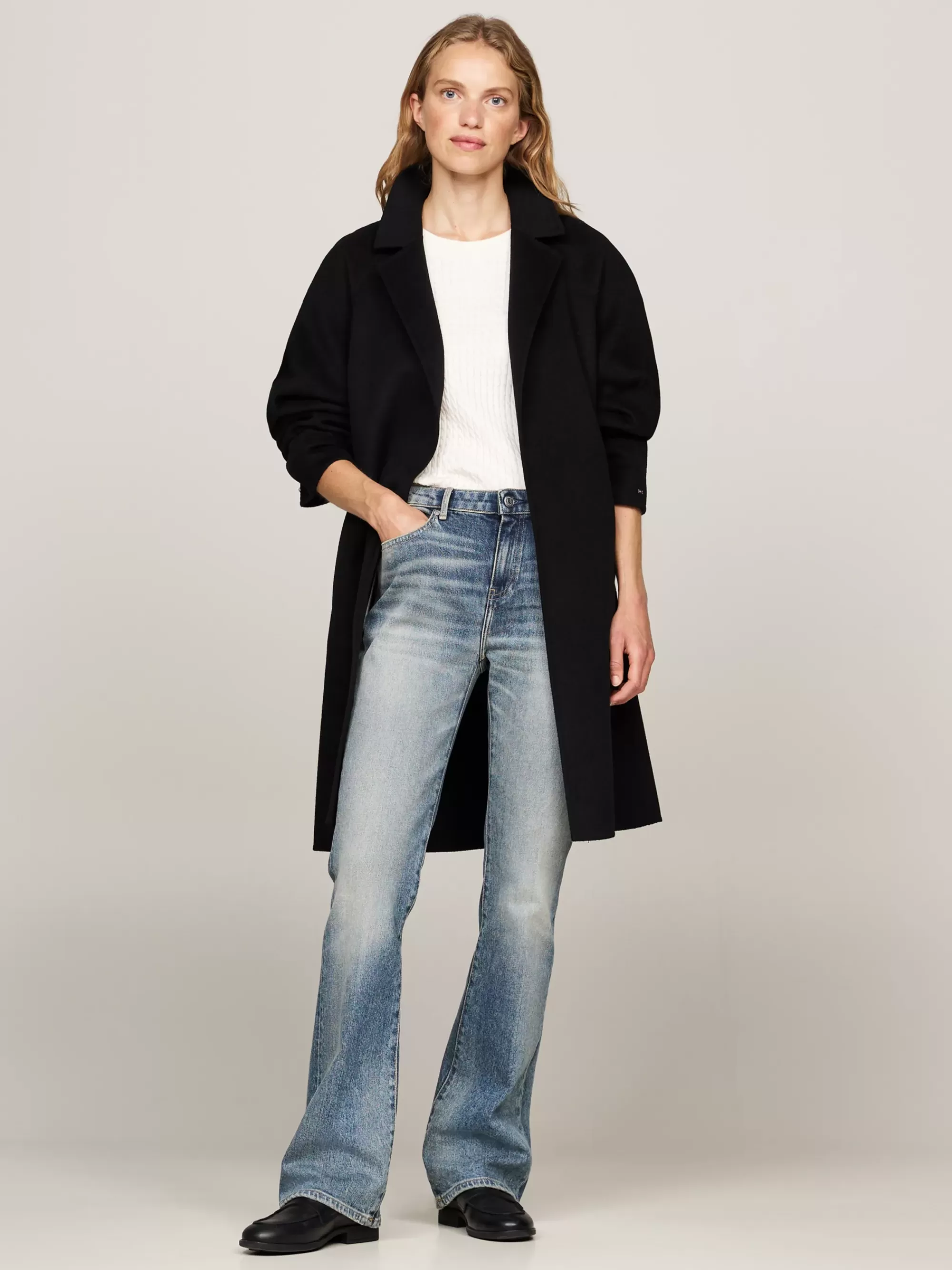 Jassen & Jacks | Wollen Jassen*Tommy Hilfiger Jas Van Dubbelzijdige Wolmix Met Riem BLACK