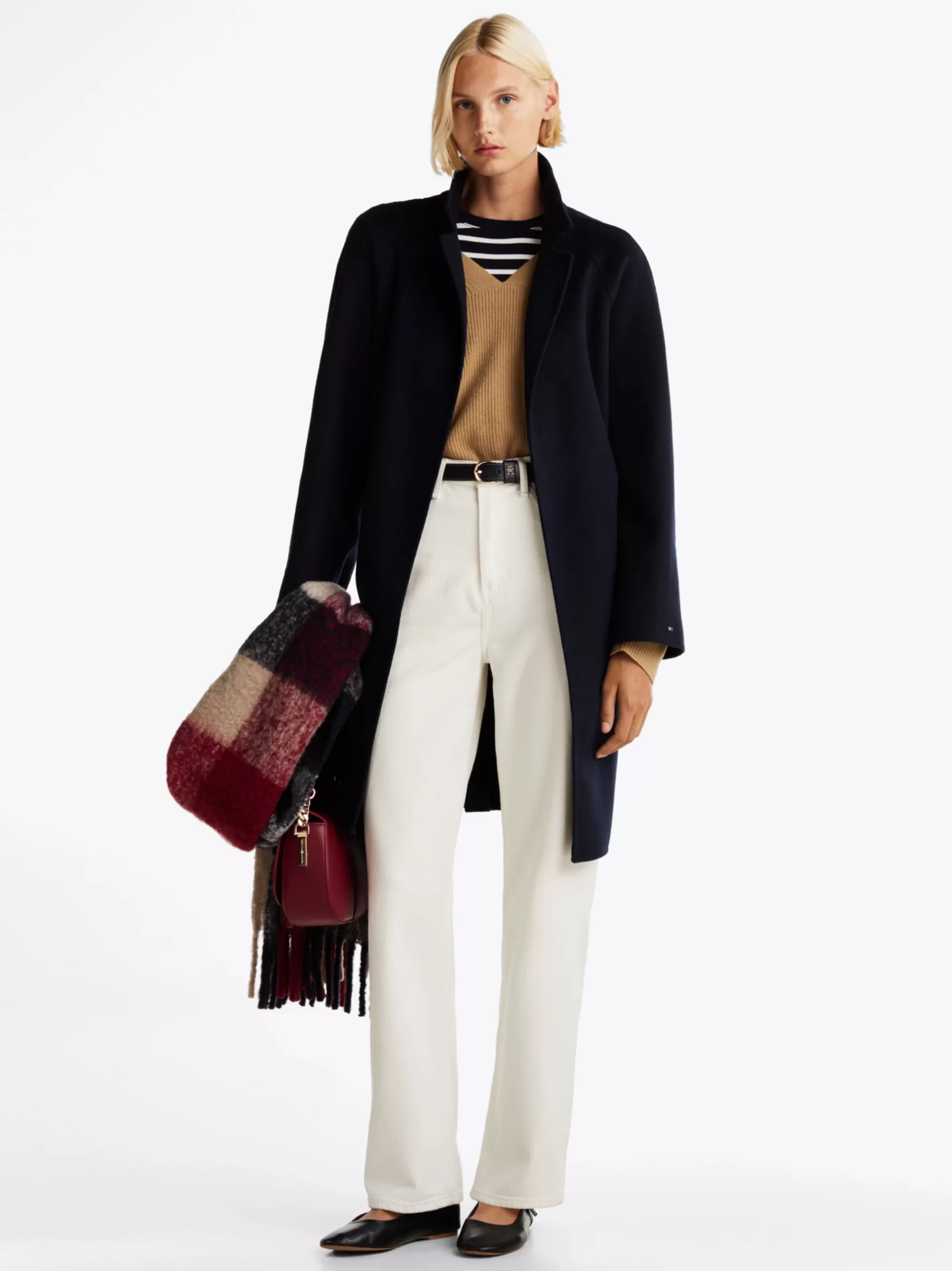 Jassen & Jacks | Wollen Jassen*Tommy Hilfiger Jas Van Dubbelzijdige Wolmix Met Riem DESERT SKY