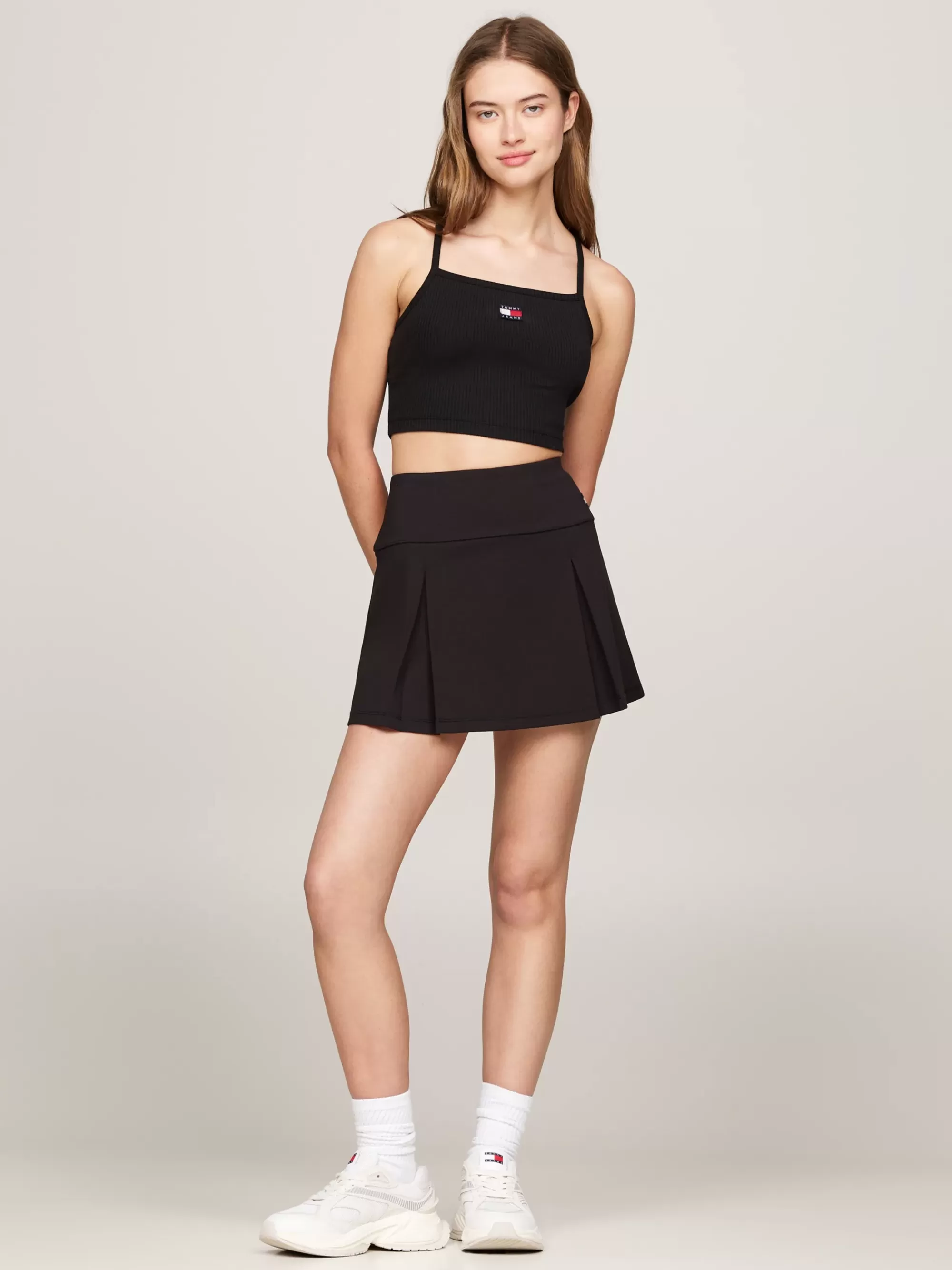 Rokken*Tommy Hilfiger Jersey Minirok Met Boxplooien BLACK