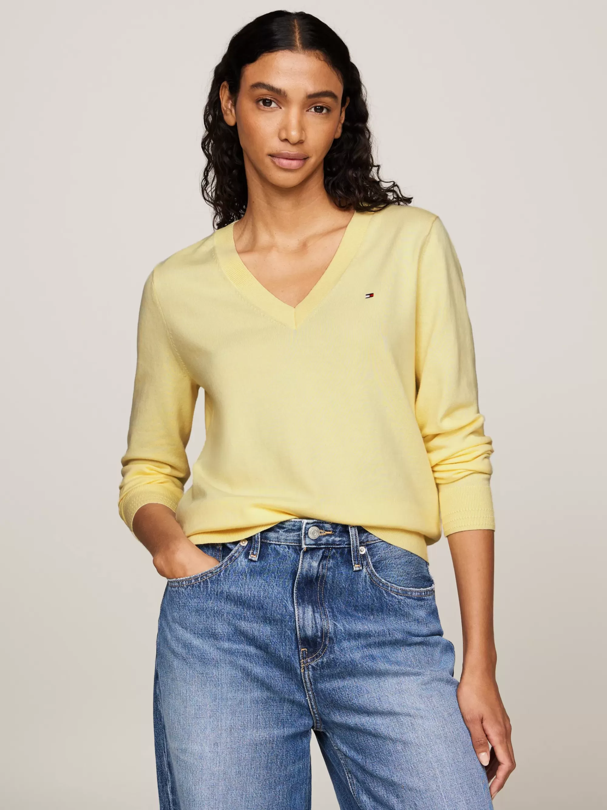 Truien | Truien & Vesten*Tommy Hilfiger Jersey Trui Met V-hals LEMON ZEST